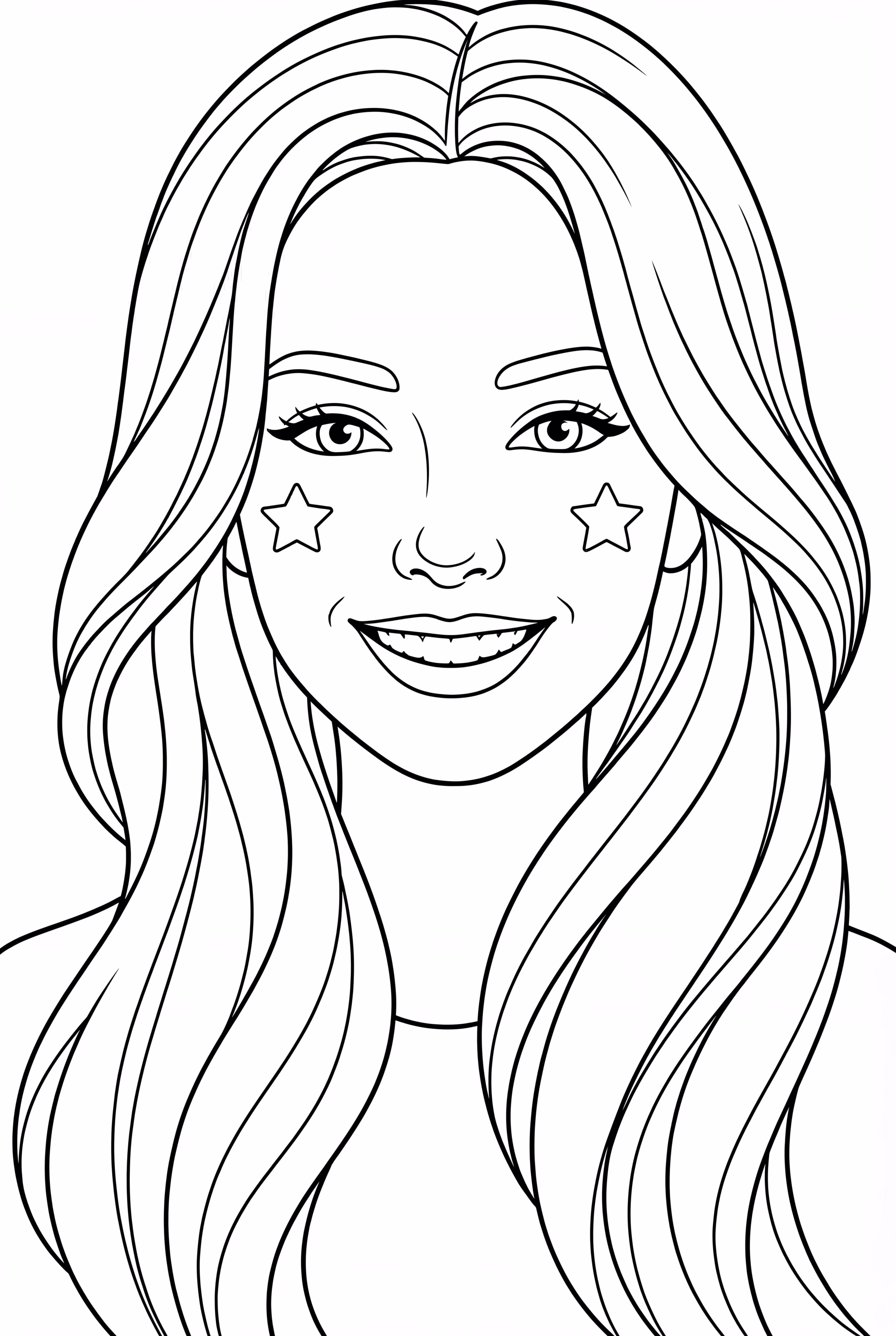 Olivia Rodrigos Gesicht mit Sternaufklebern