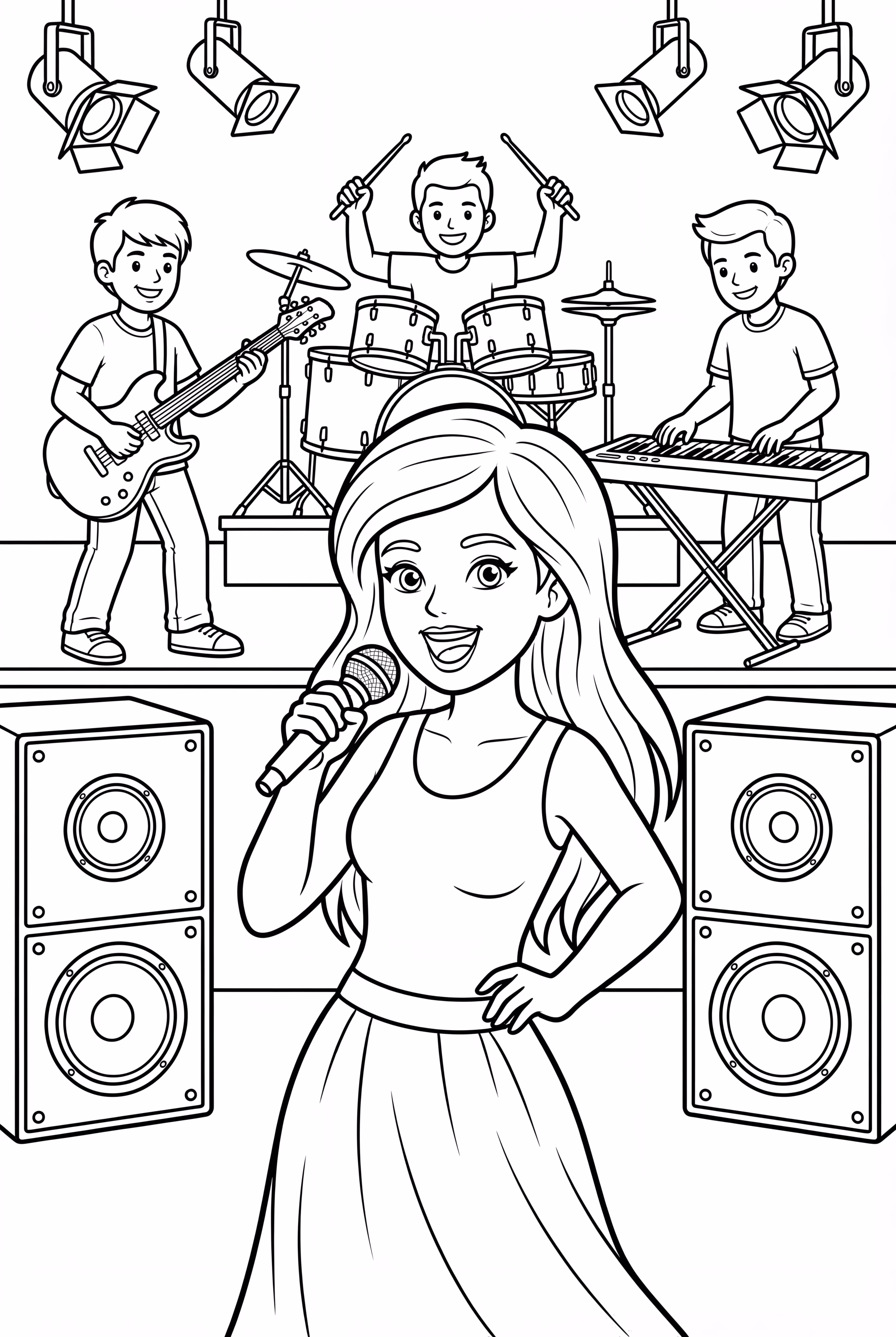 Olivia Rodrigo mit ihrer Band im Hintergrund