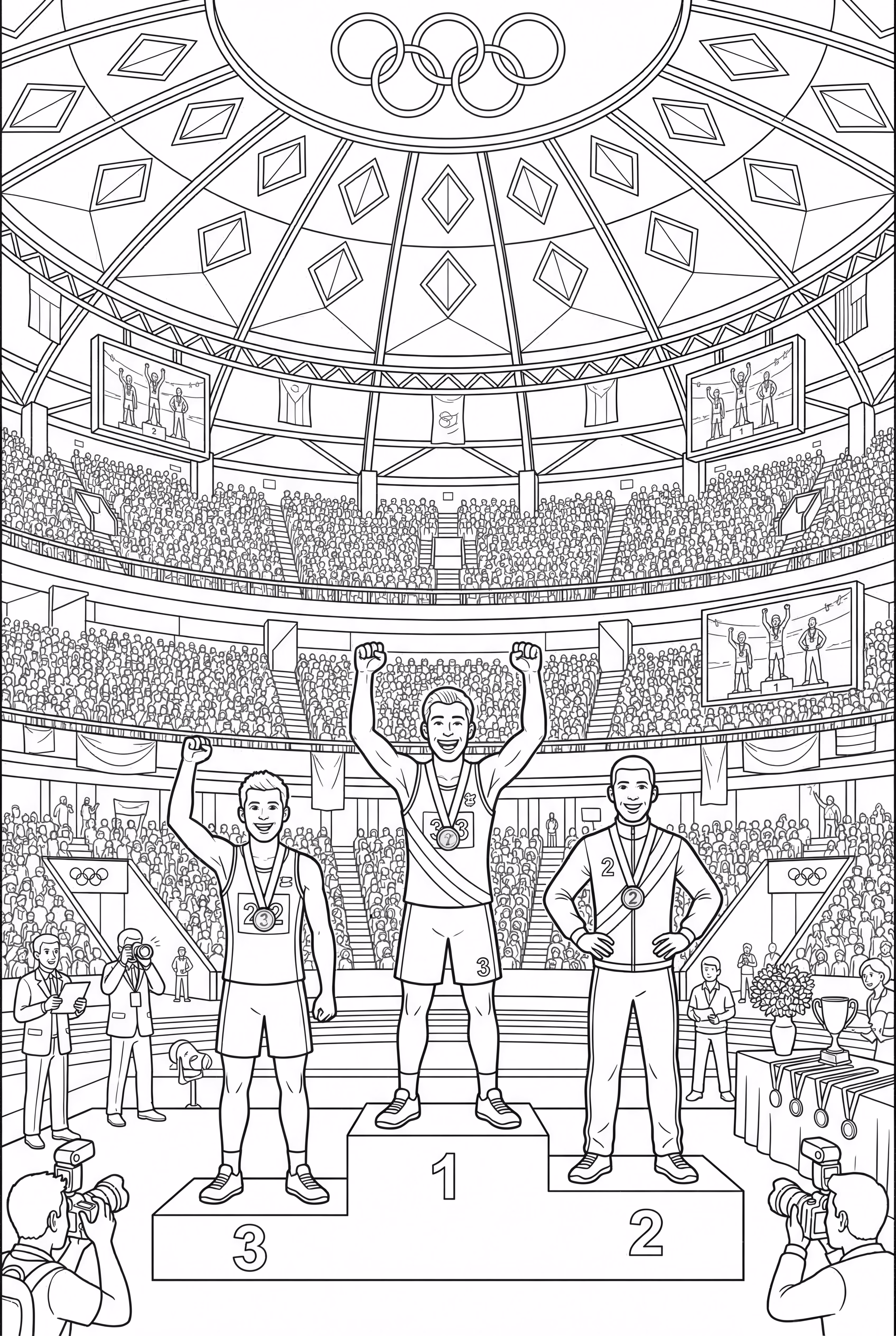 奥林匹克运动员在领奖台上