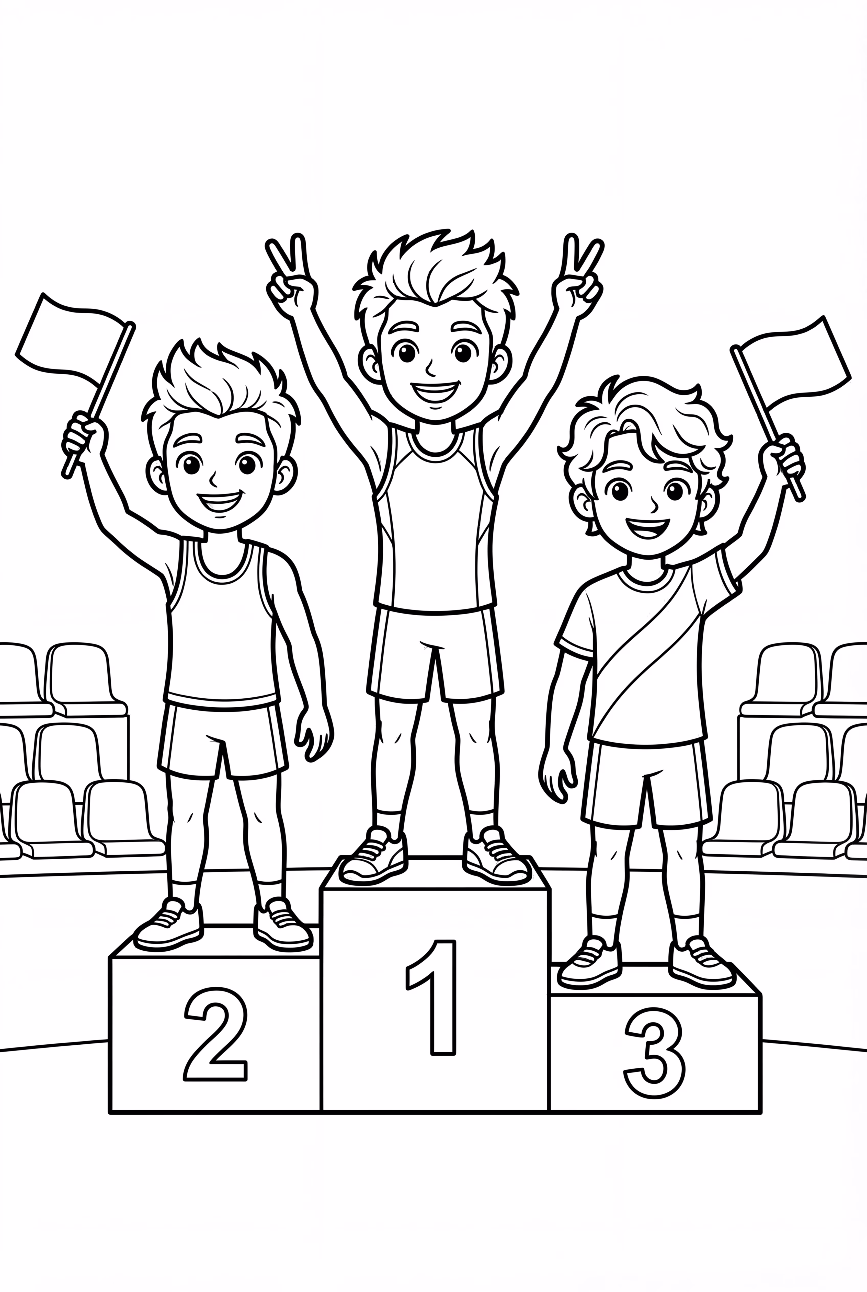 Olympische Athleten auf dem Podium