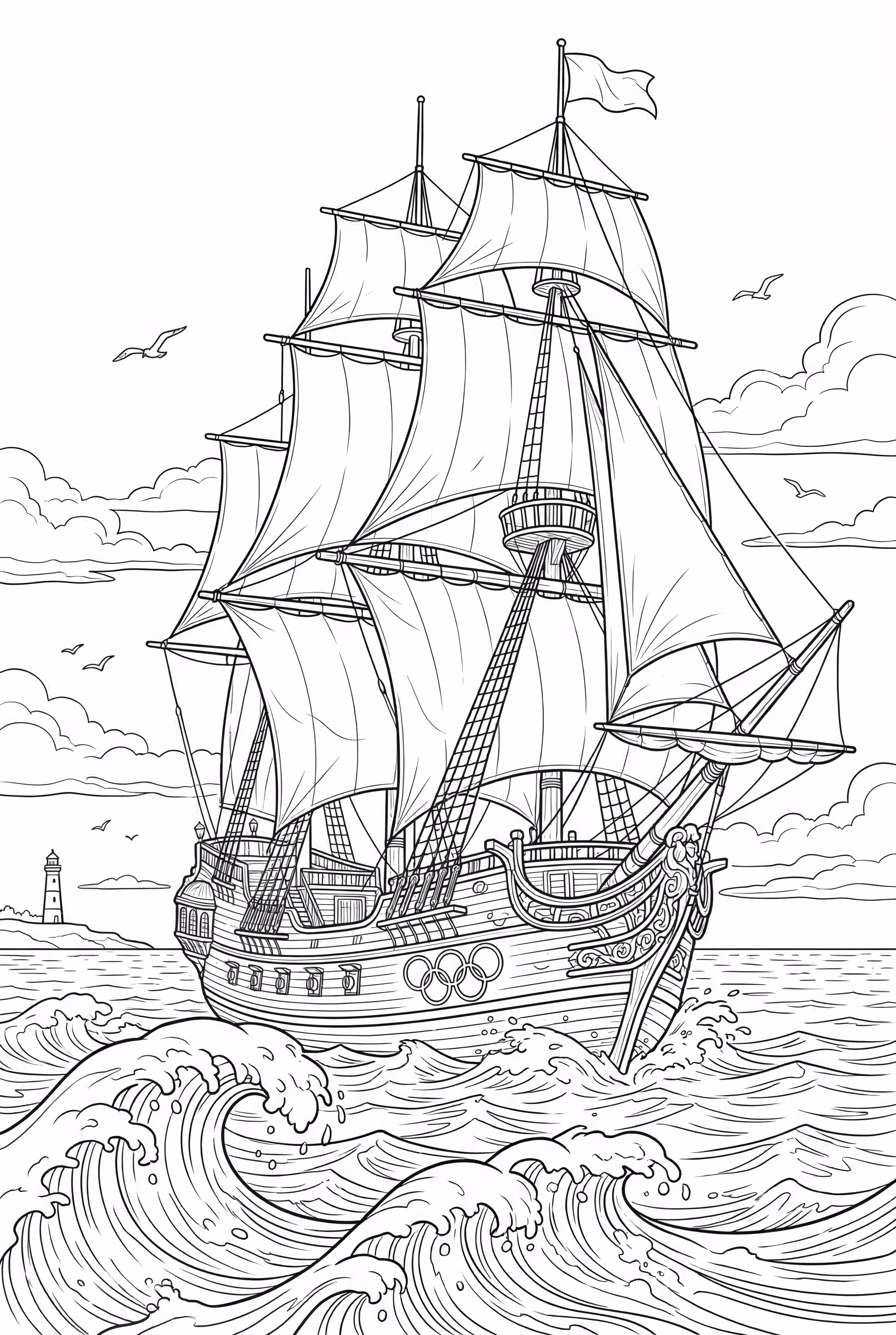 Olympic Ship Sailing Towards the Games