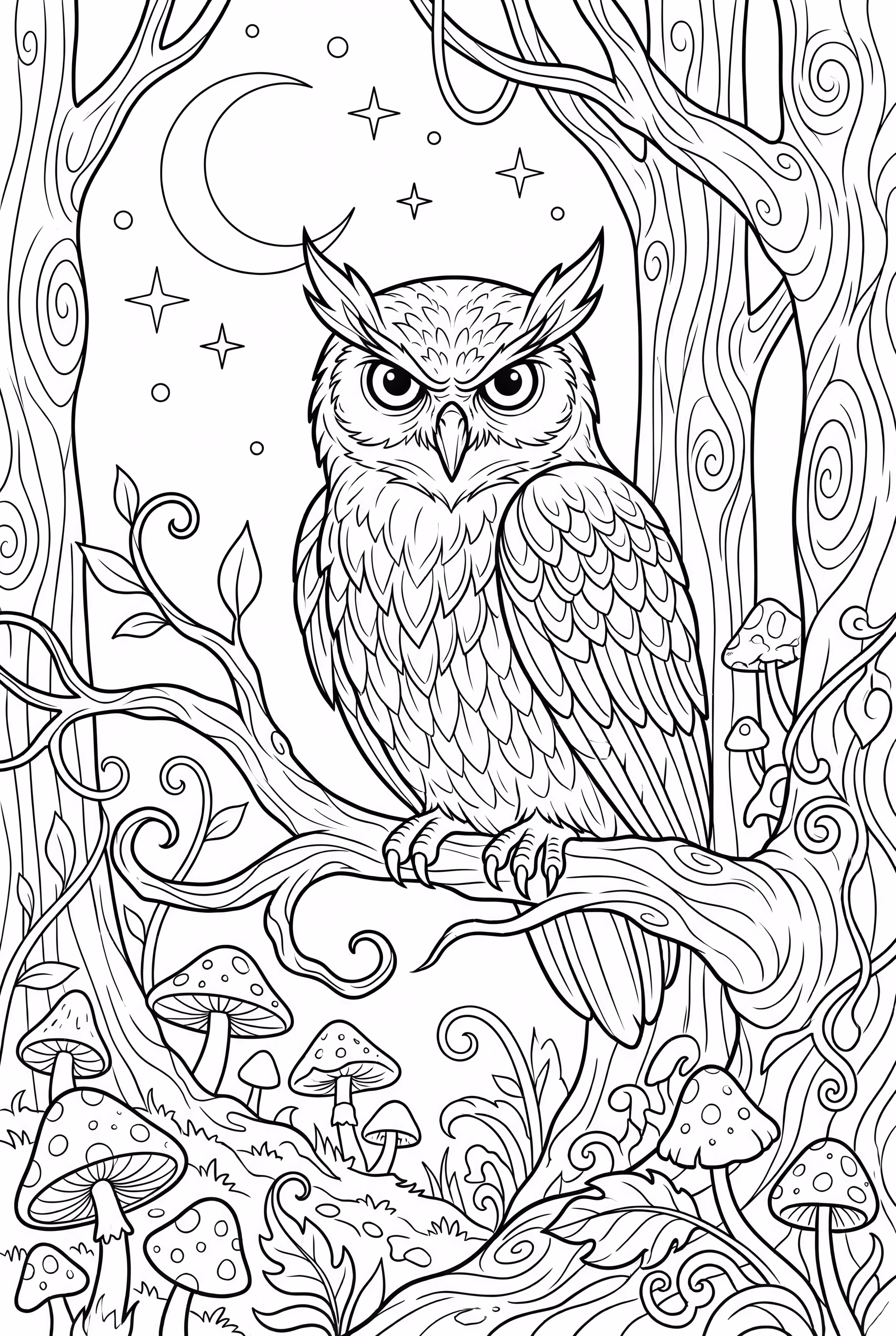 Hibou dans la forêt enchantée