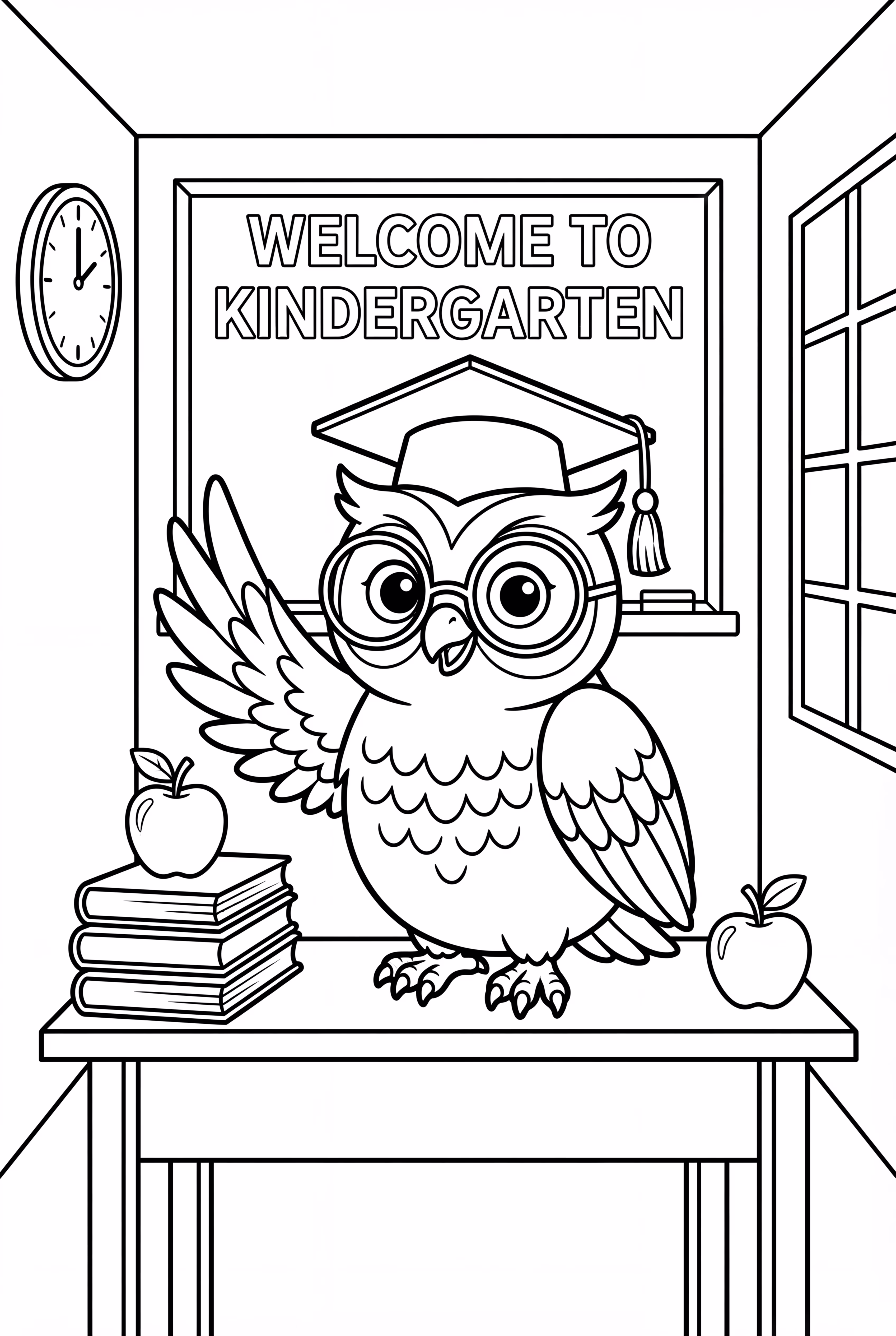 Professora Coruja Dá As Boas-Vindas Ao Jardim de Infância