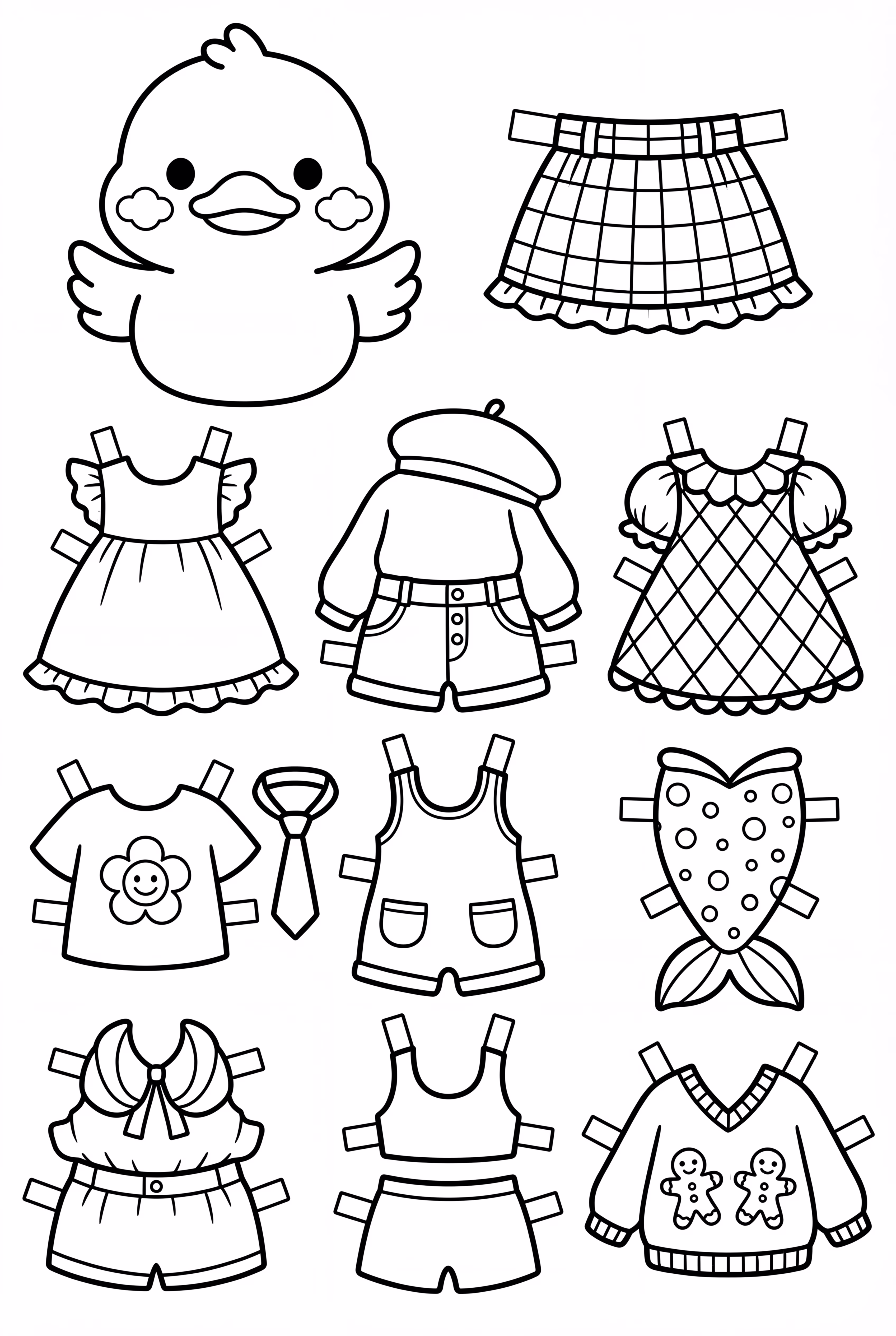 종이 오리와 다양한 의상