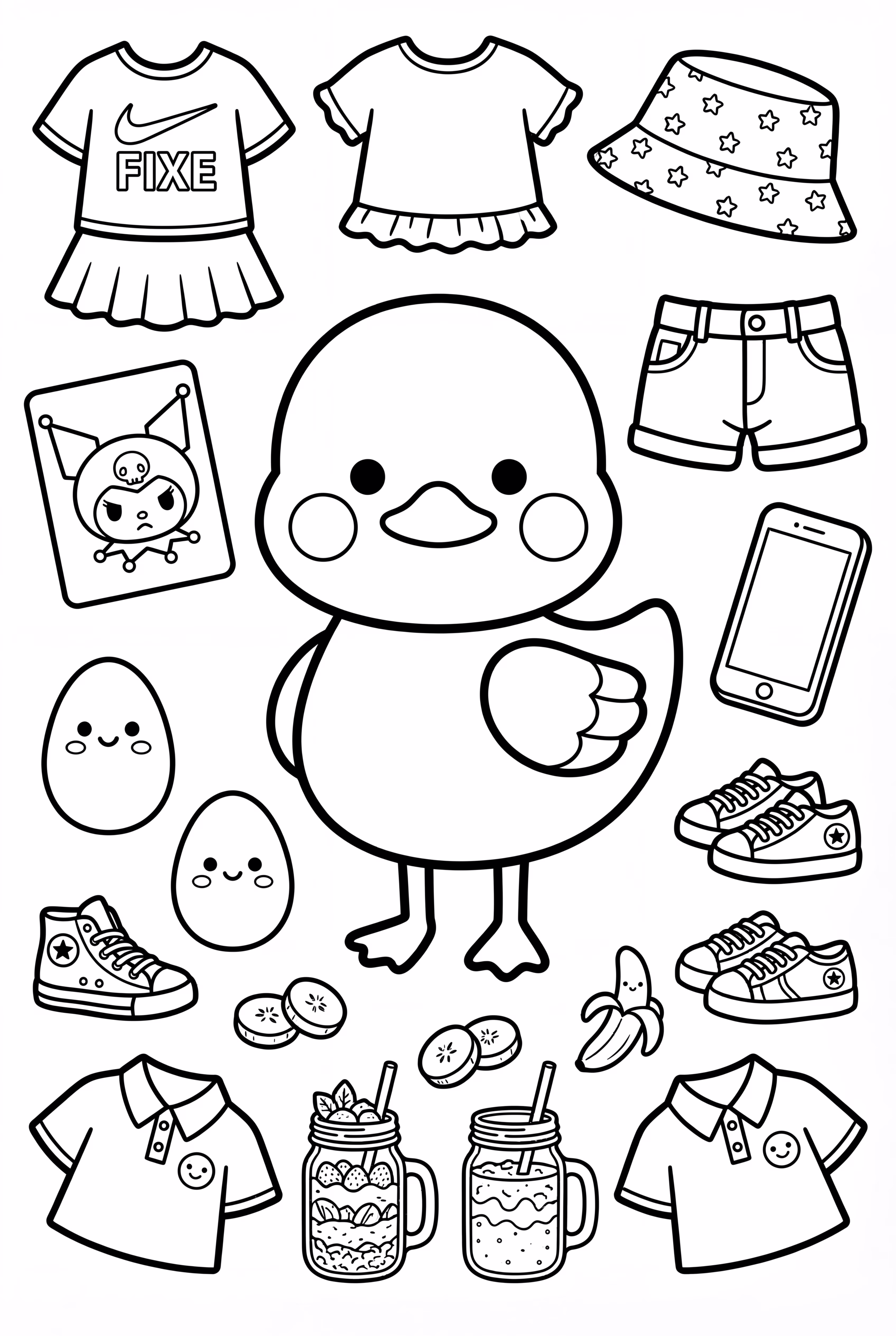 Paper Duck With Kuromi Accessories