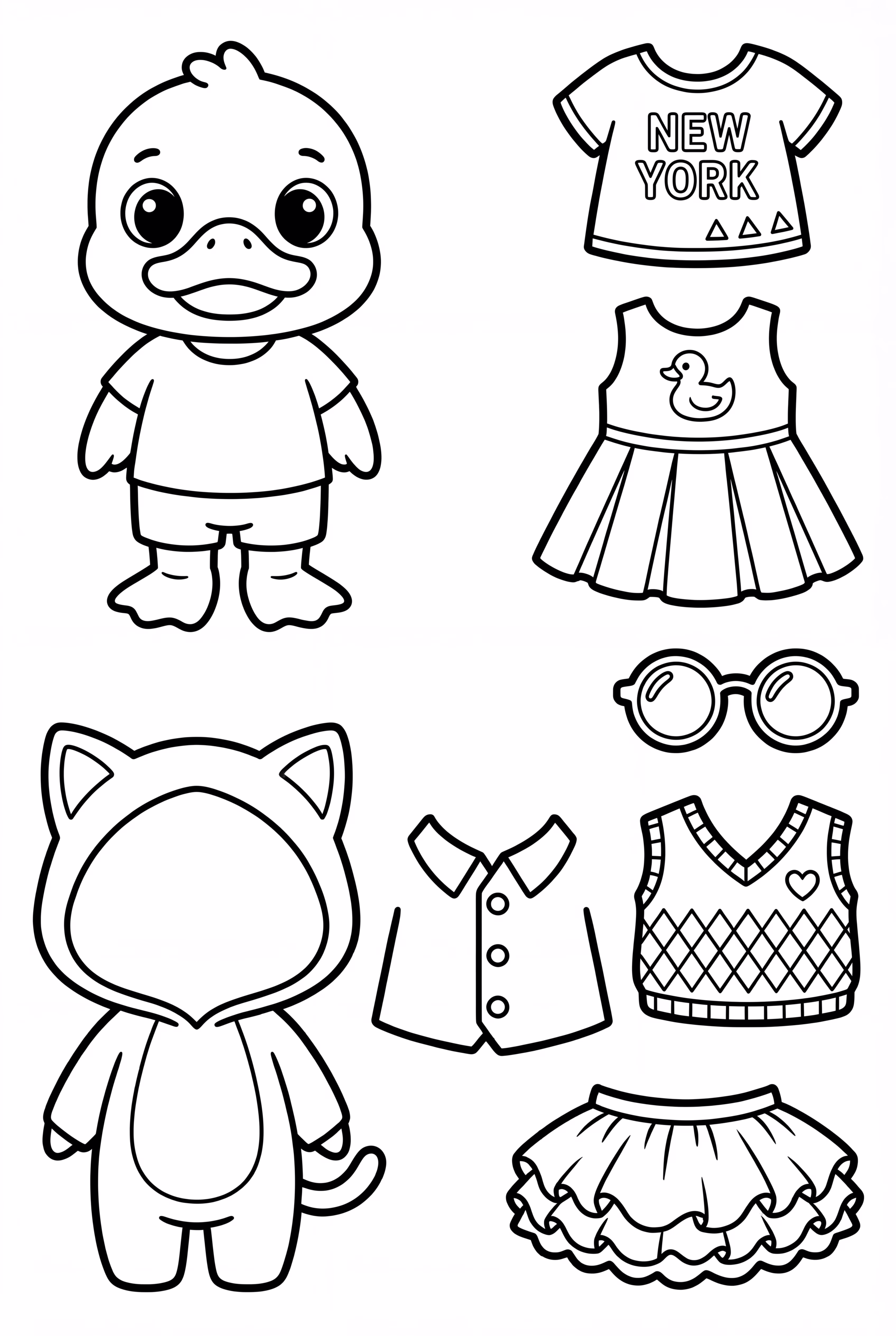 Colección de Pato de Papel con Ropa