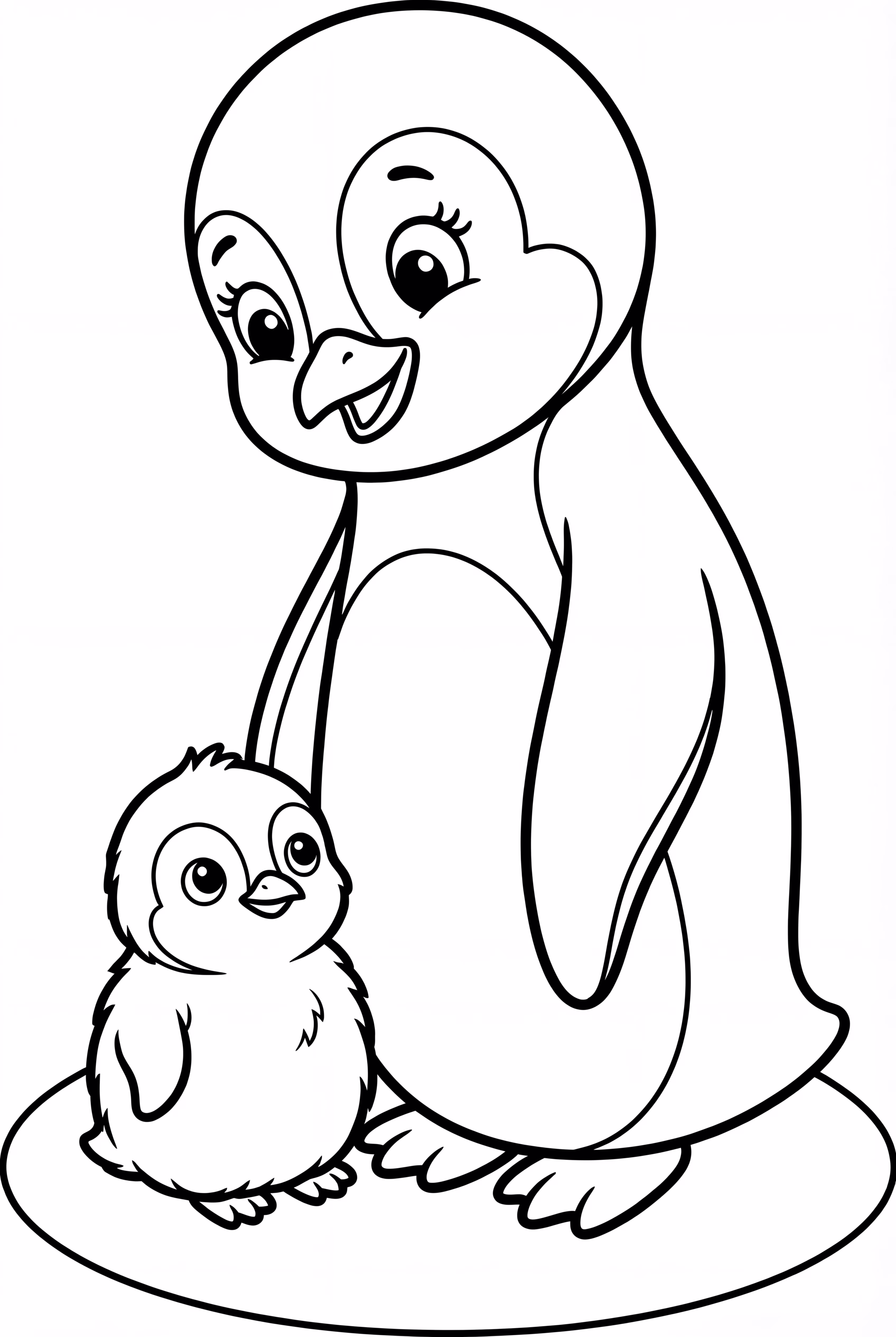 parent and baby penguins