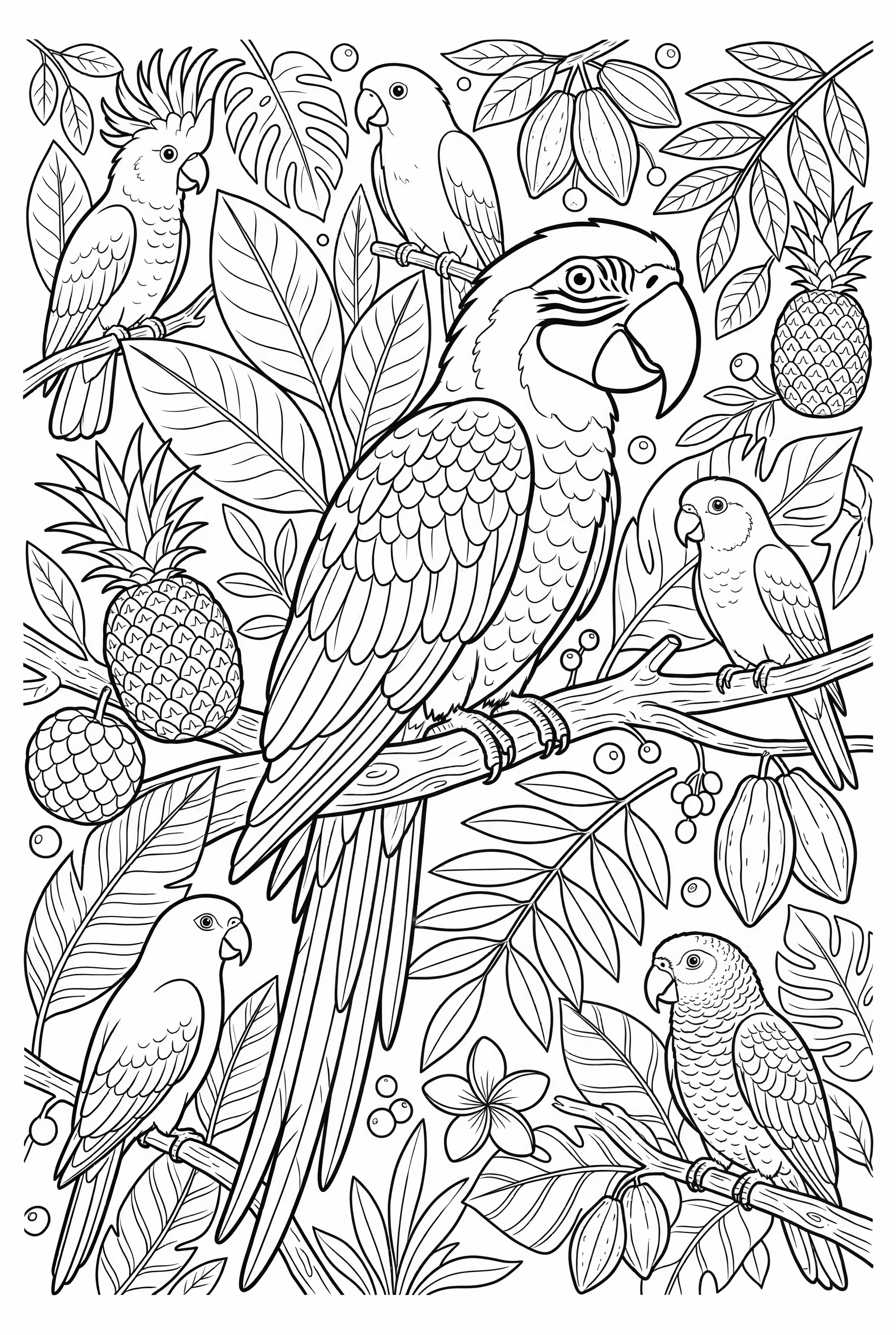 Parrot in a Jungle with Other Birds