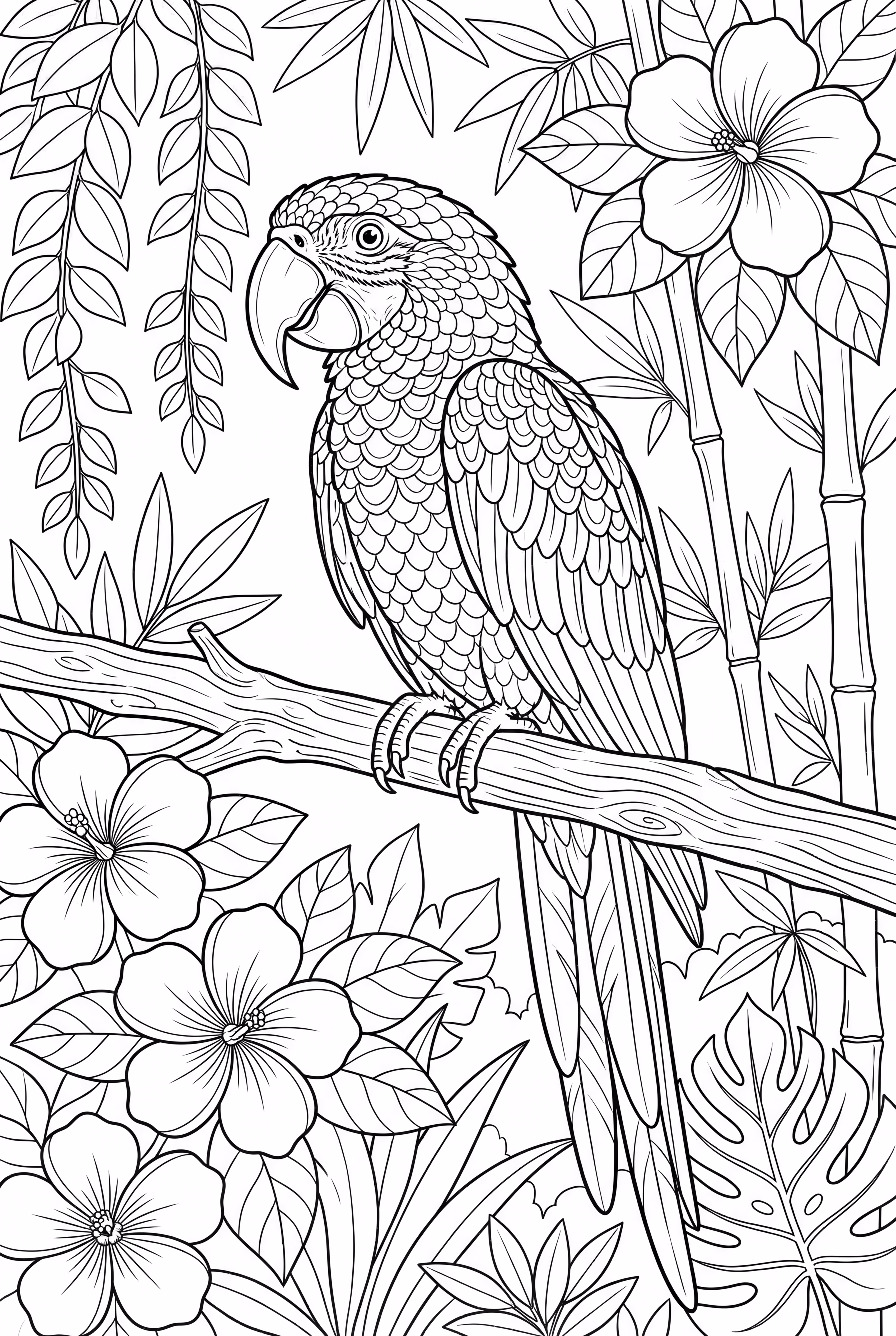 栖息在树枝上的鹦鹉