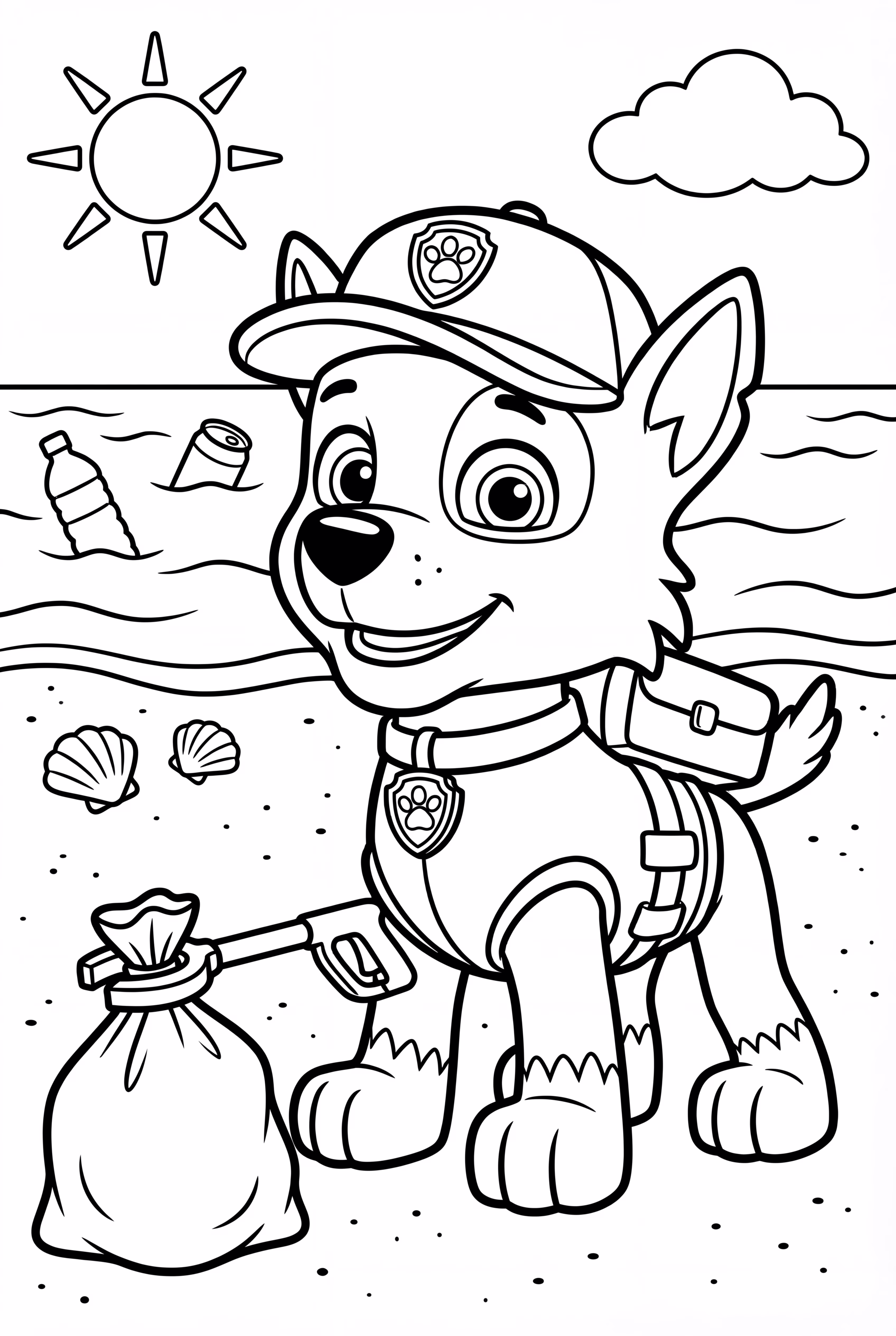 Paw Patrol Rocky Limpando a Praia