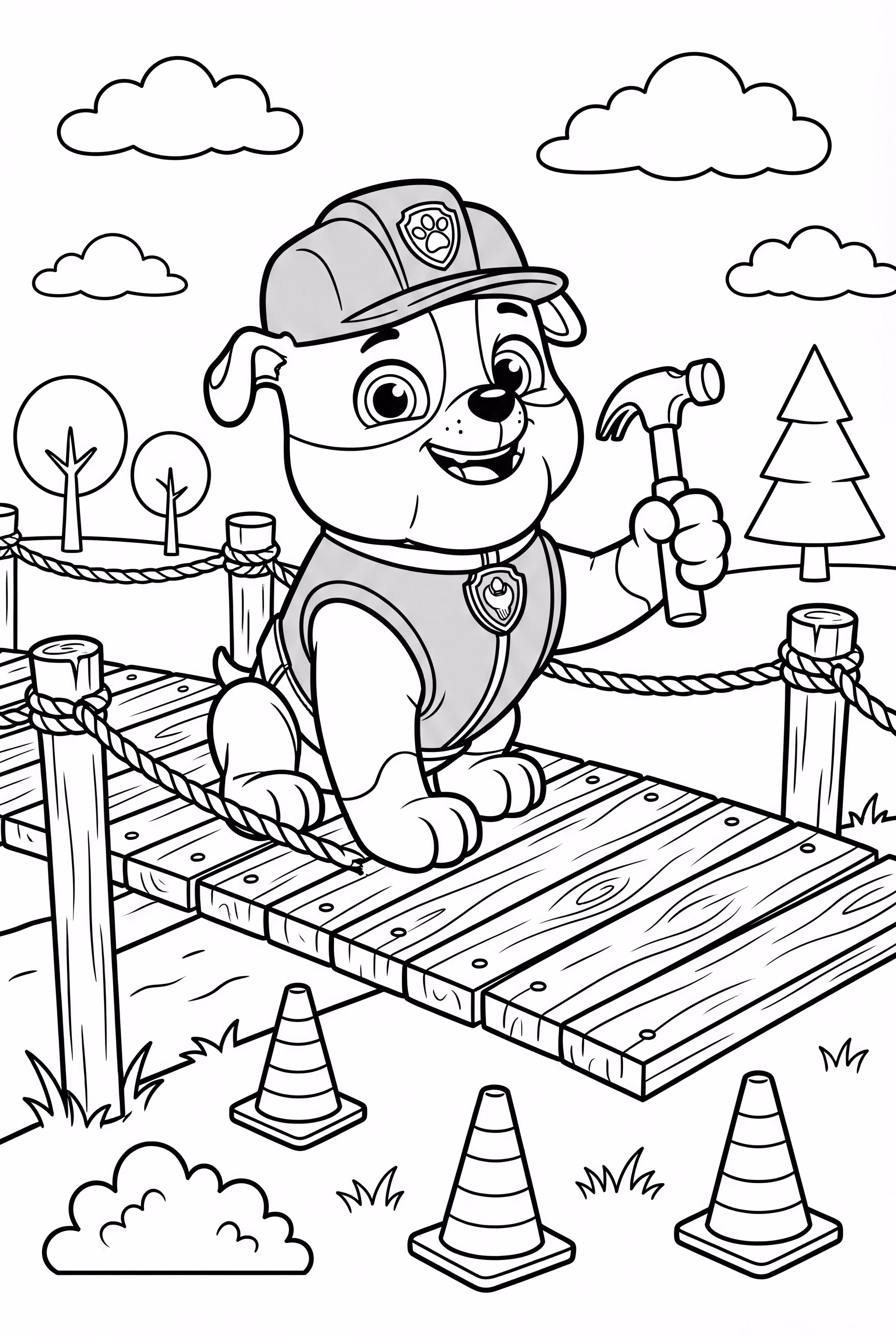 Paw Patrol Rubble Construindo a Ponte