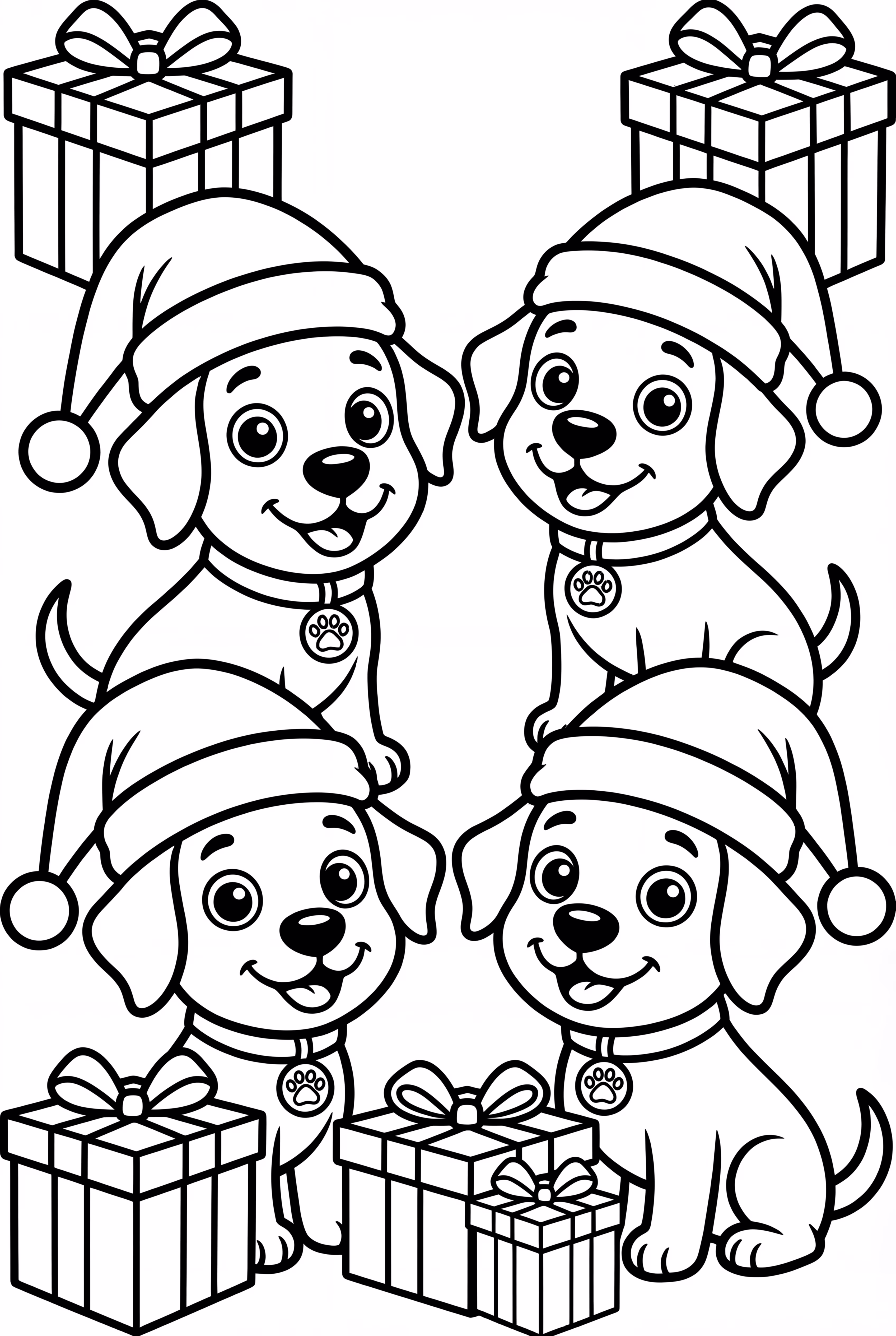 Paw Patrol Chapéus de Papai Noel e Presentes