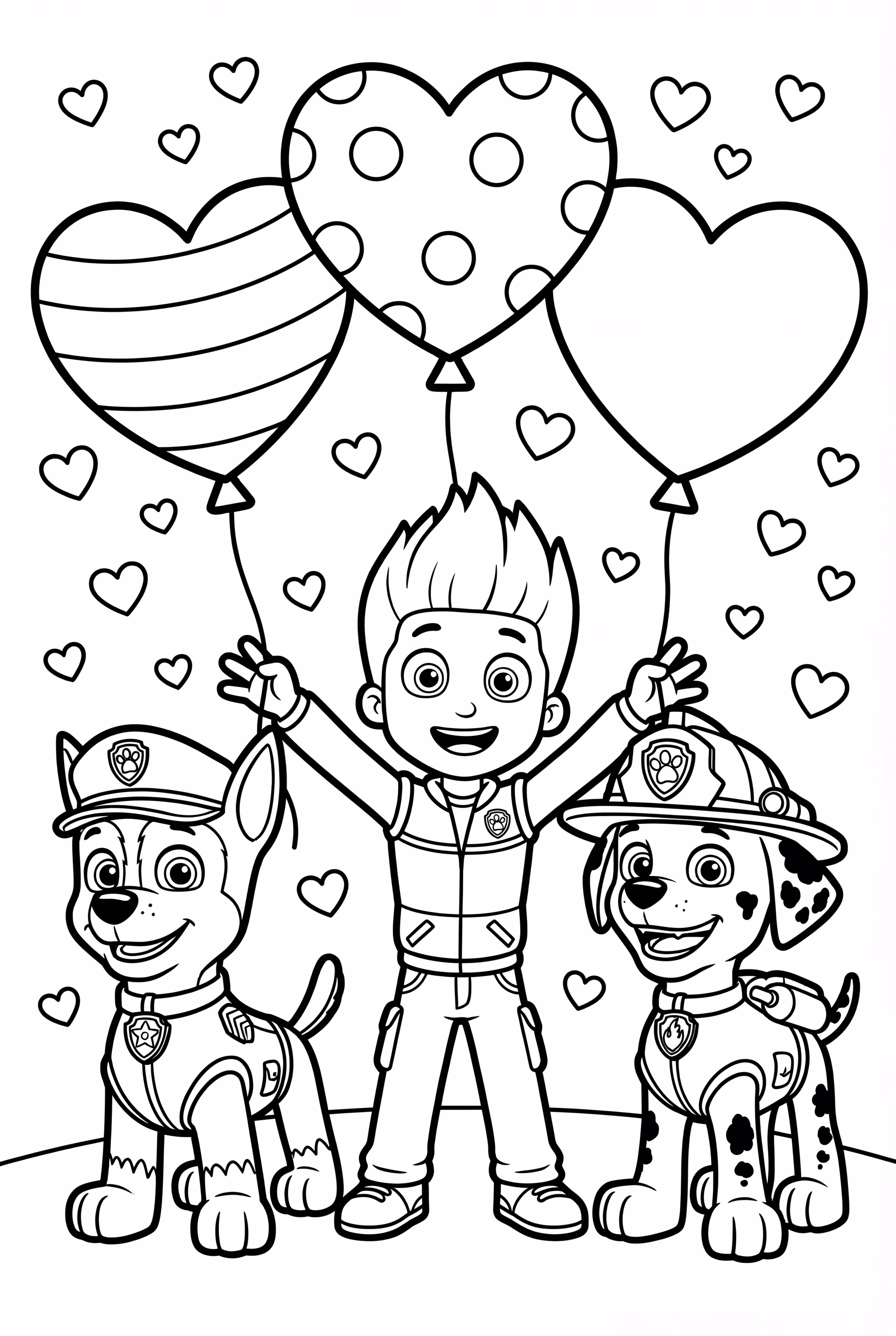Balões de Coração do Dia dos Namorados do Patrulha Canina