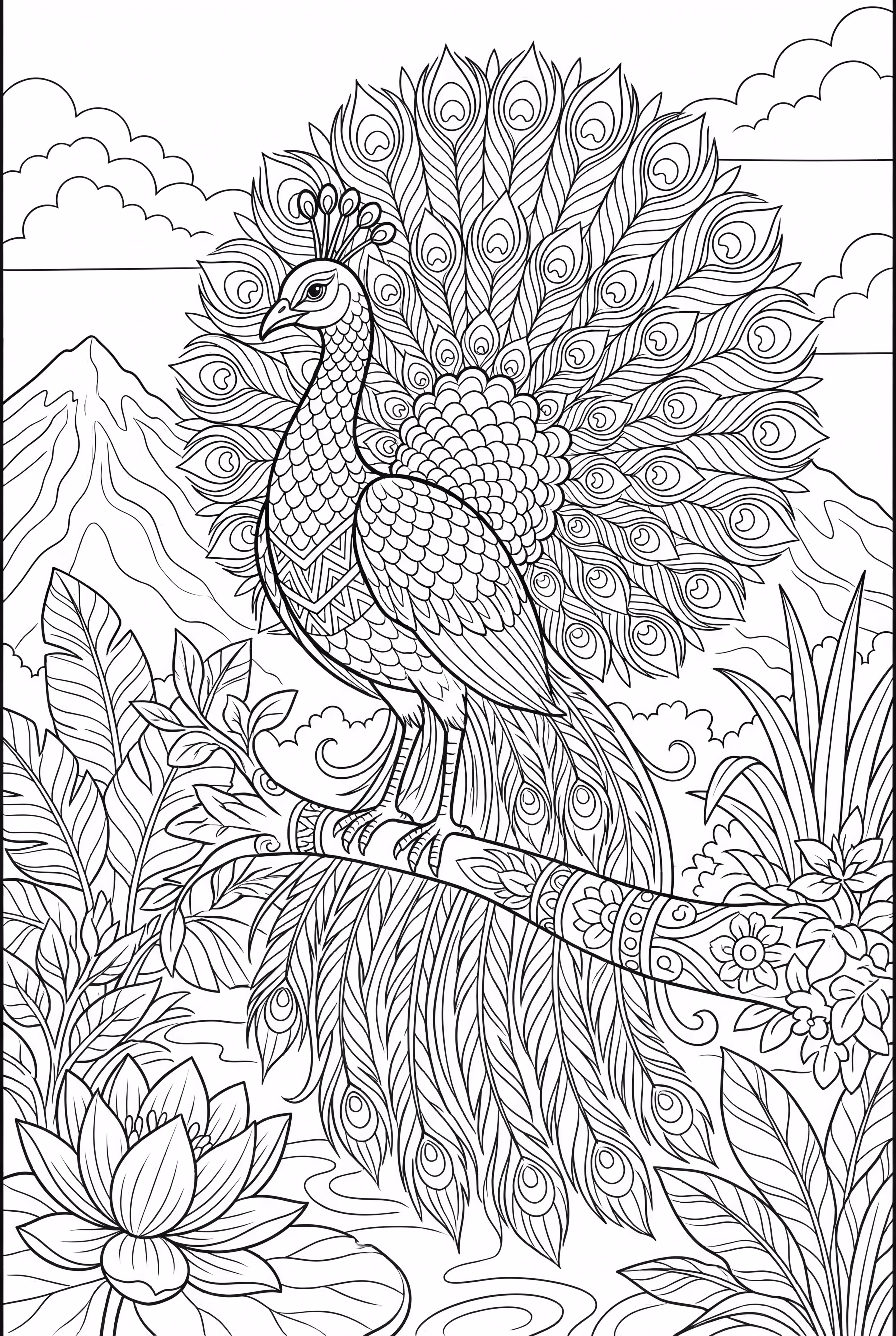 paon dansant avec ses plumes