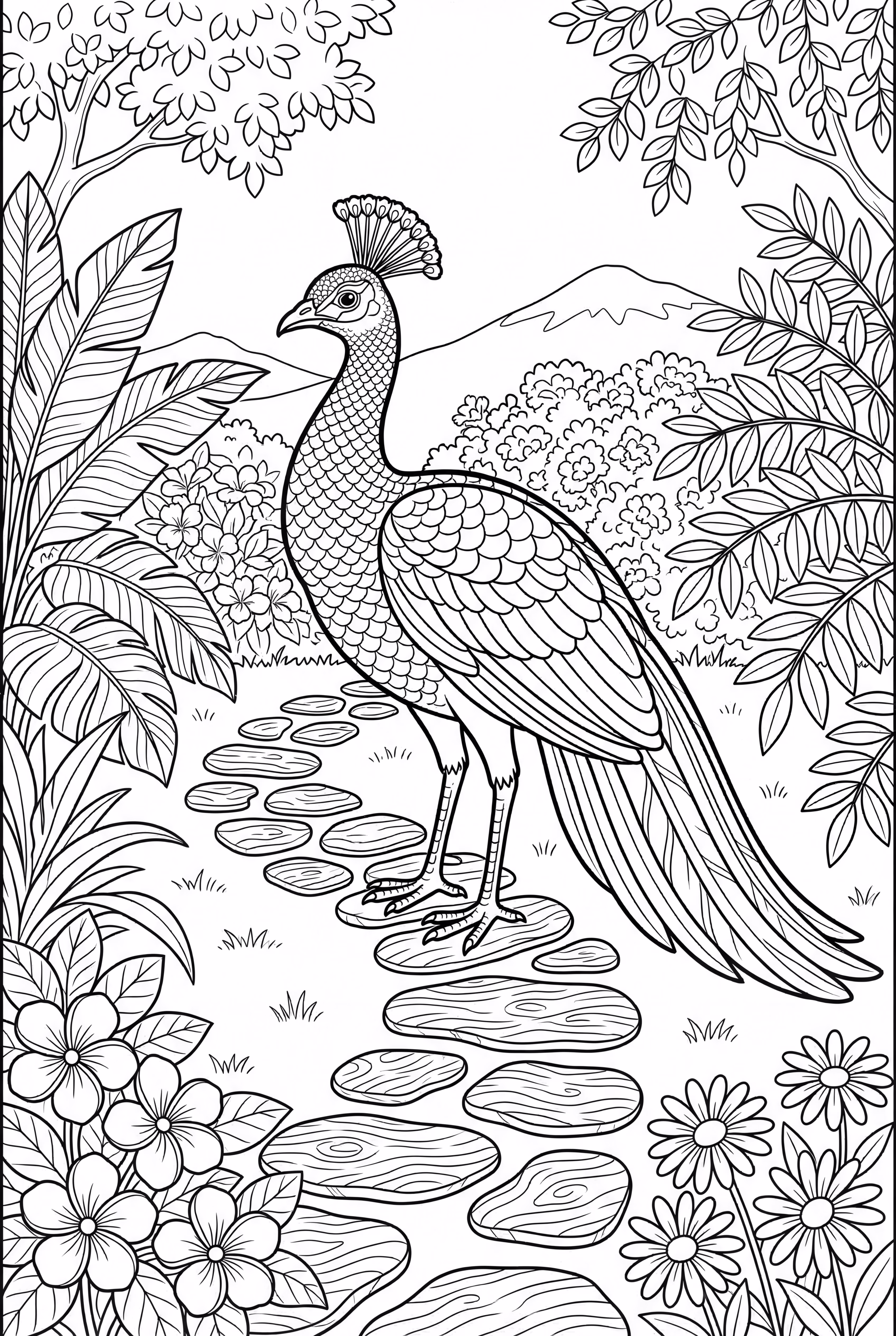 peacock walking on trail