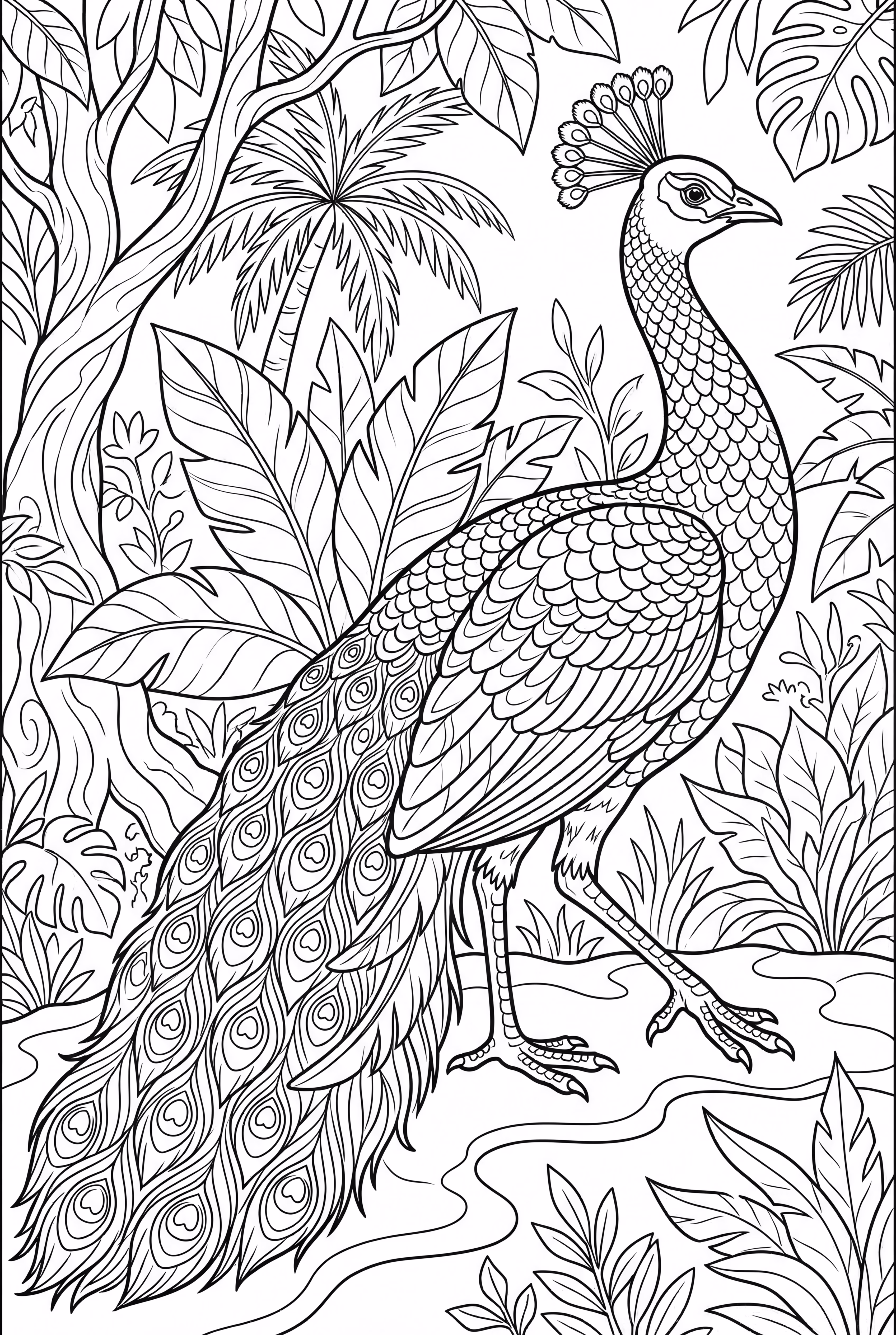 peacock walking through jungle