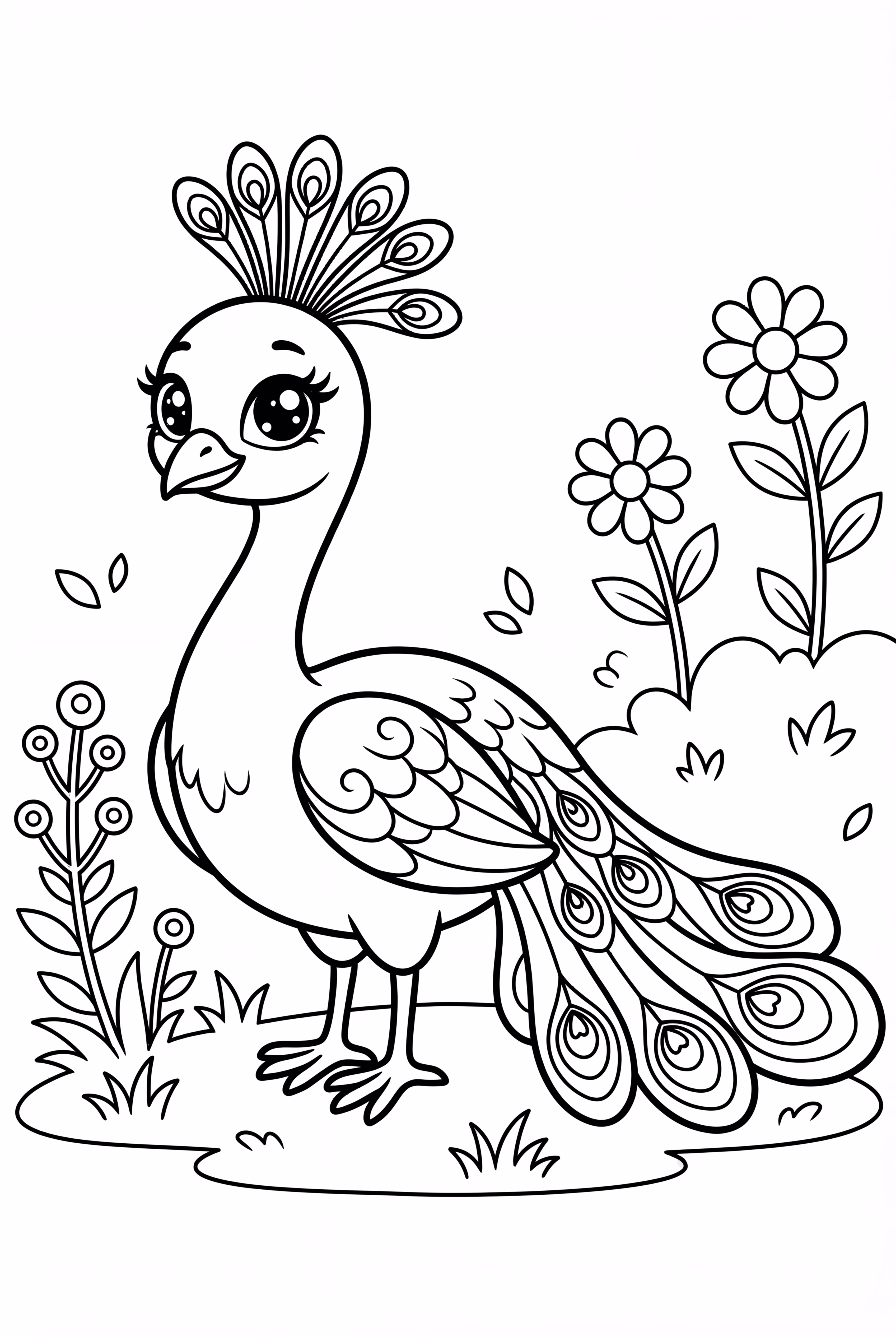 peacock with intricate feather patterns