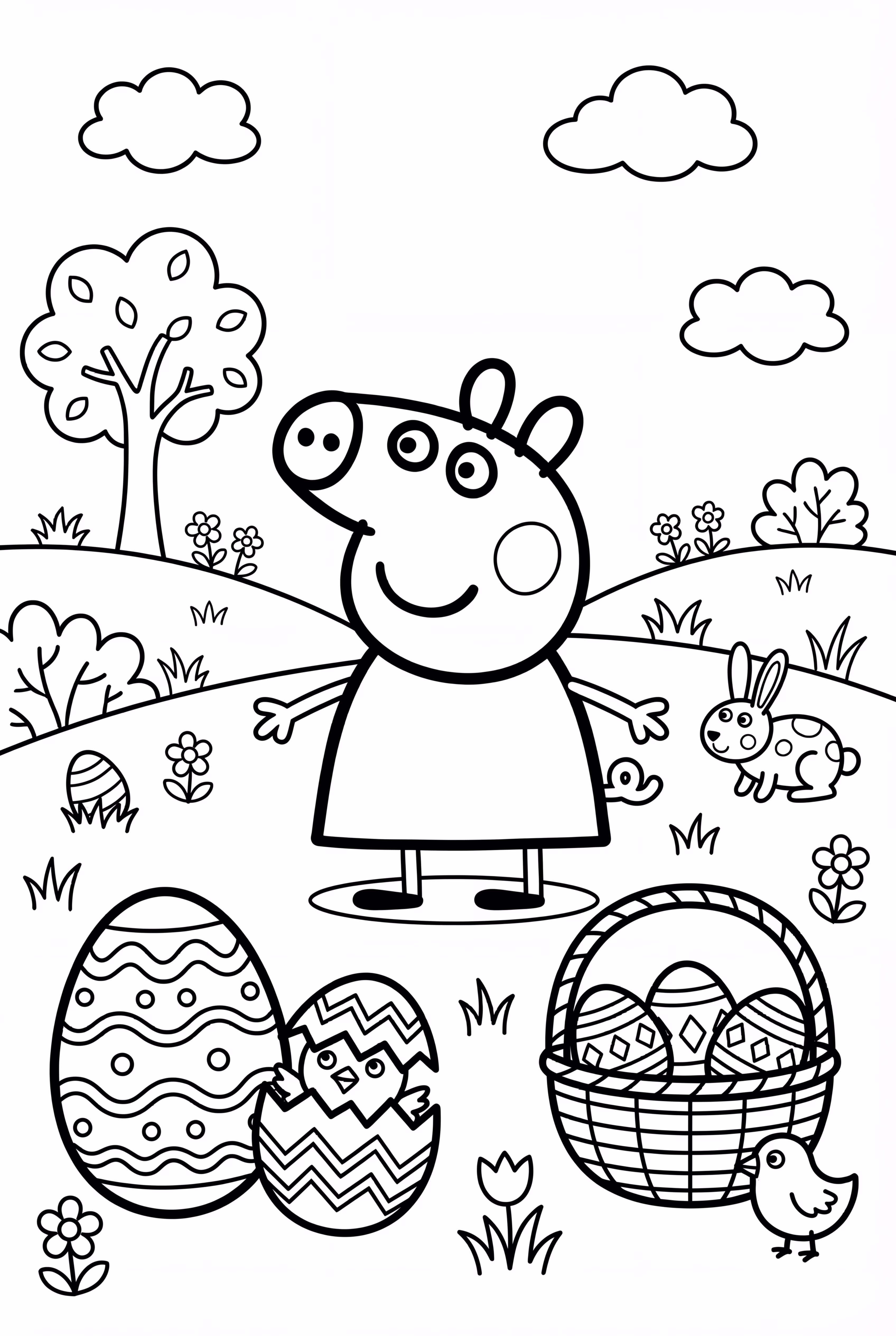 佩奇复活节彩蛋寻宝填色页-2