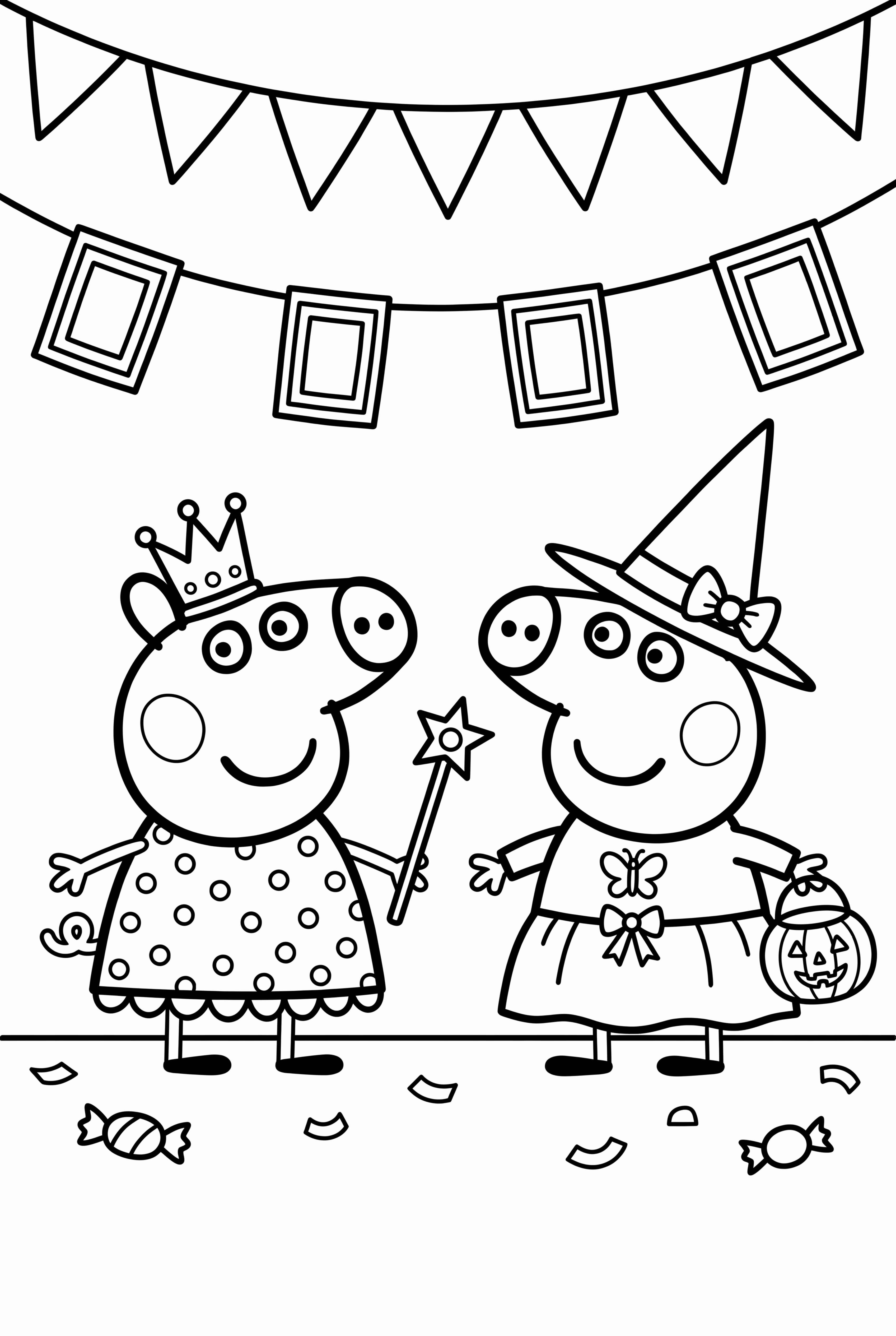 peppa halloween costume party coloring page