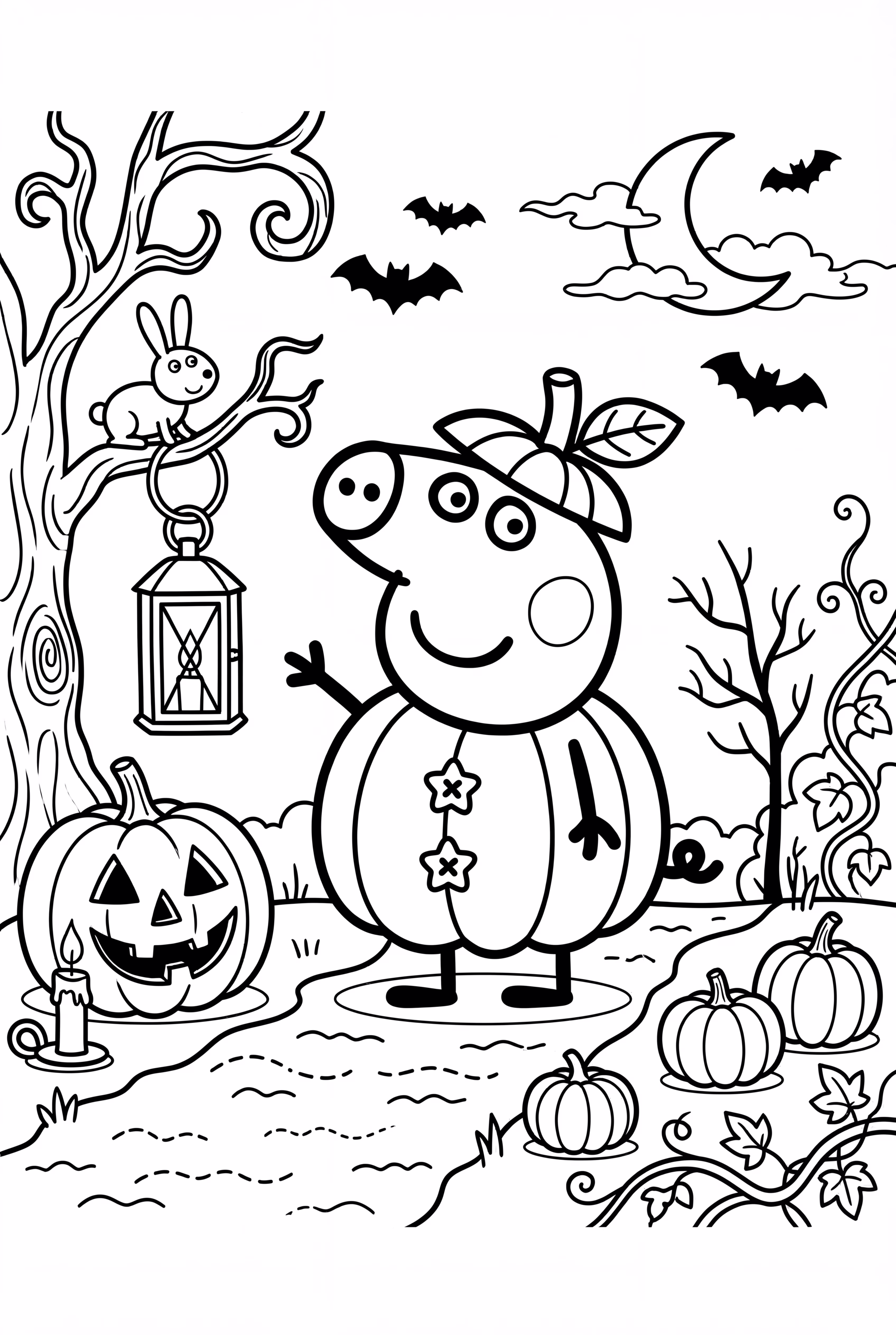peppa halloween pumpkin coloring page