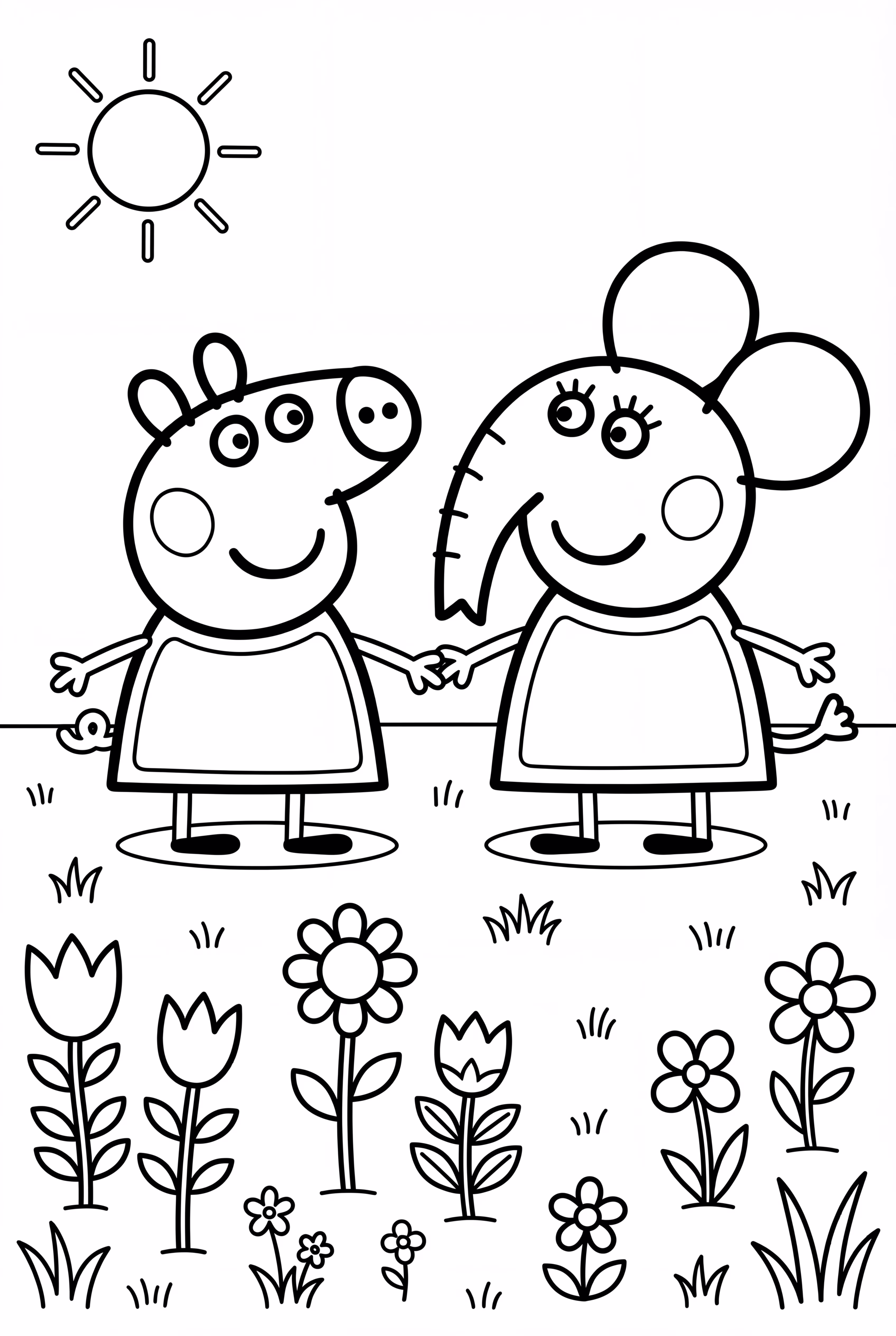 peppa pig and emily elephant playing together