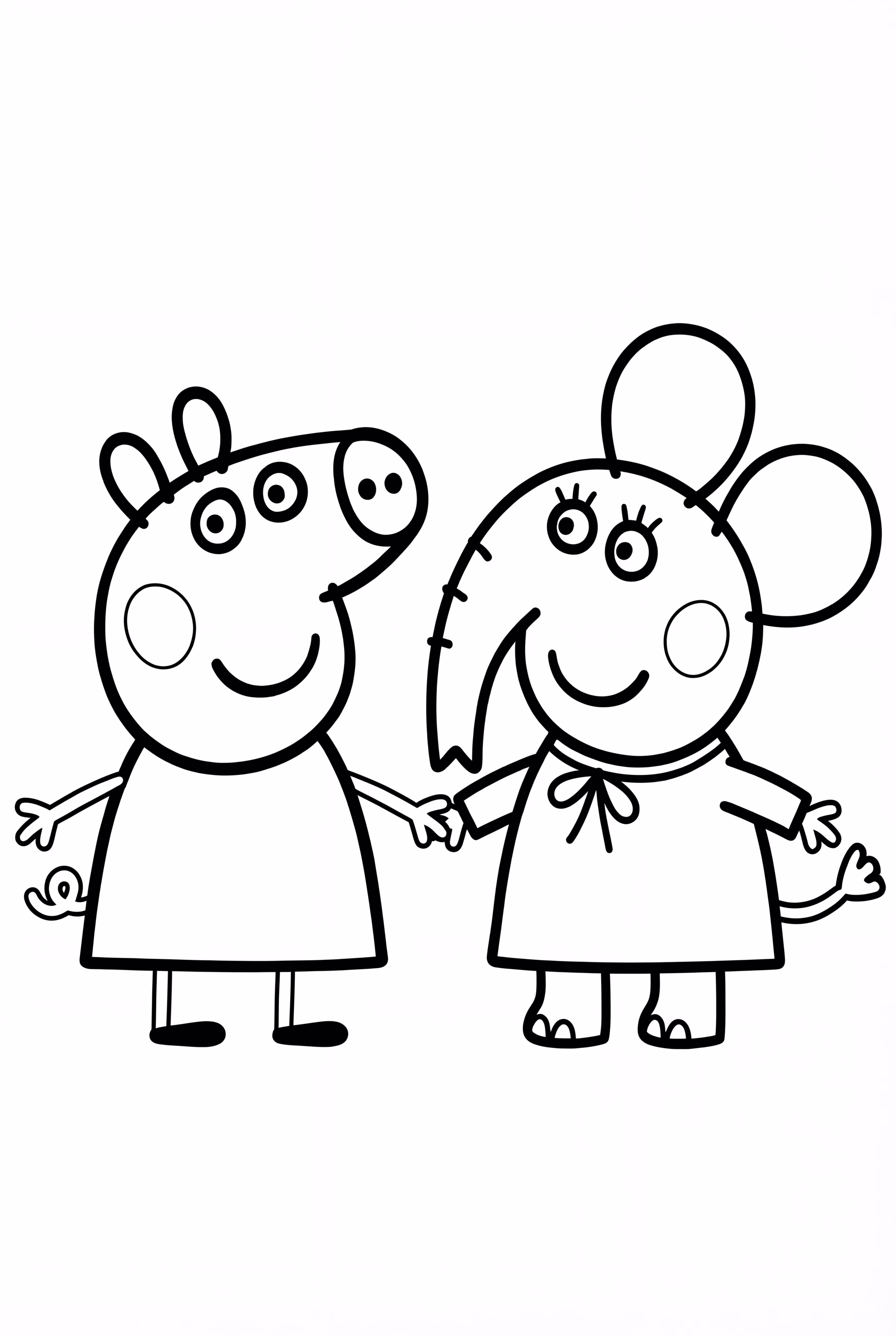 페파피그와 에밀리 엘리펀트가 함께 노는 모습