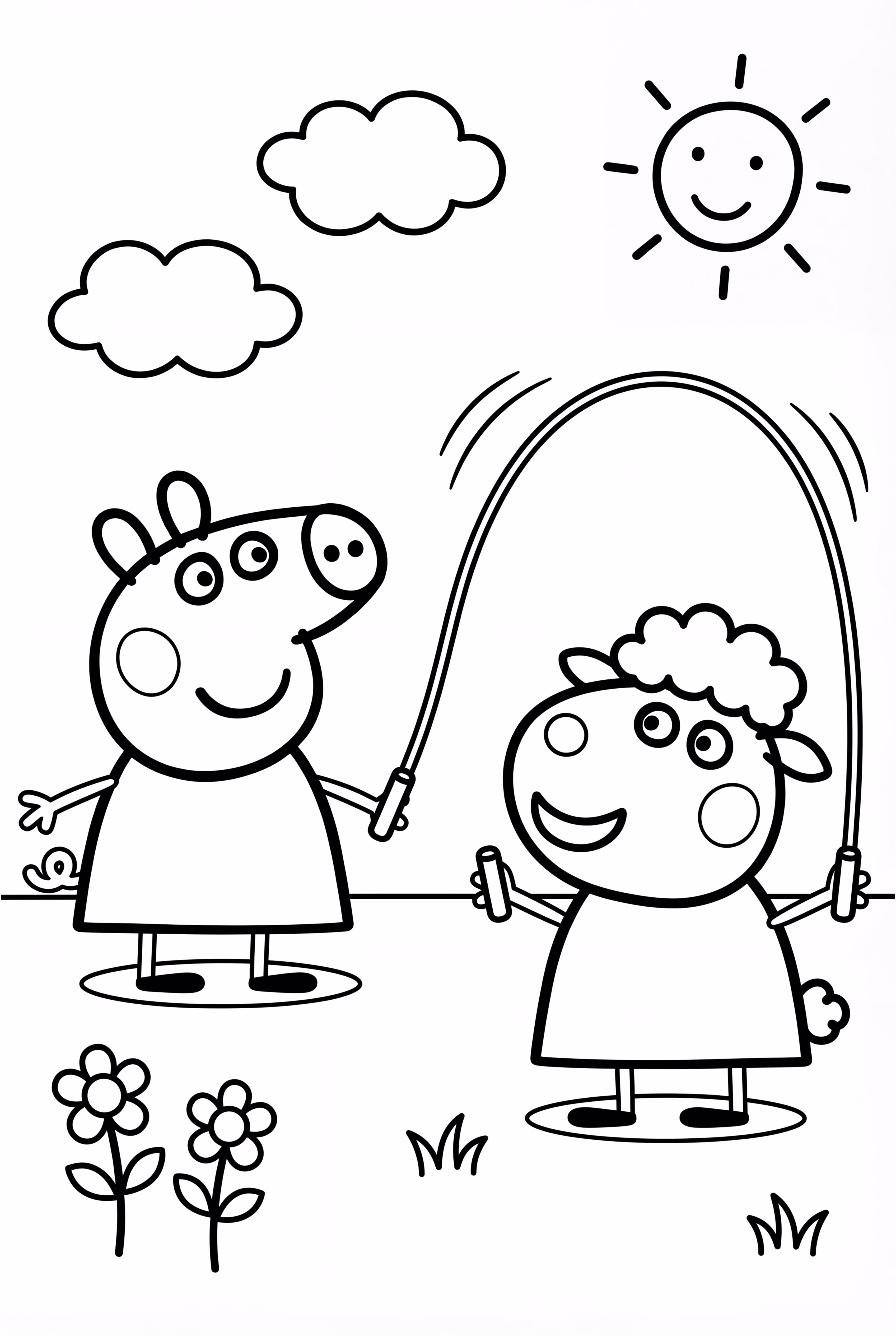 ペッパピッグとスージーシープの縄跳び