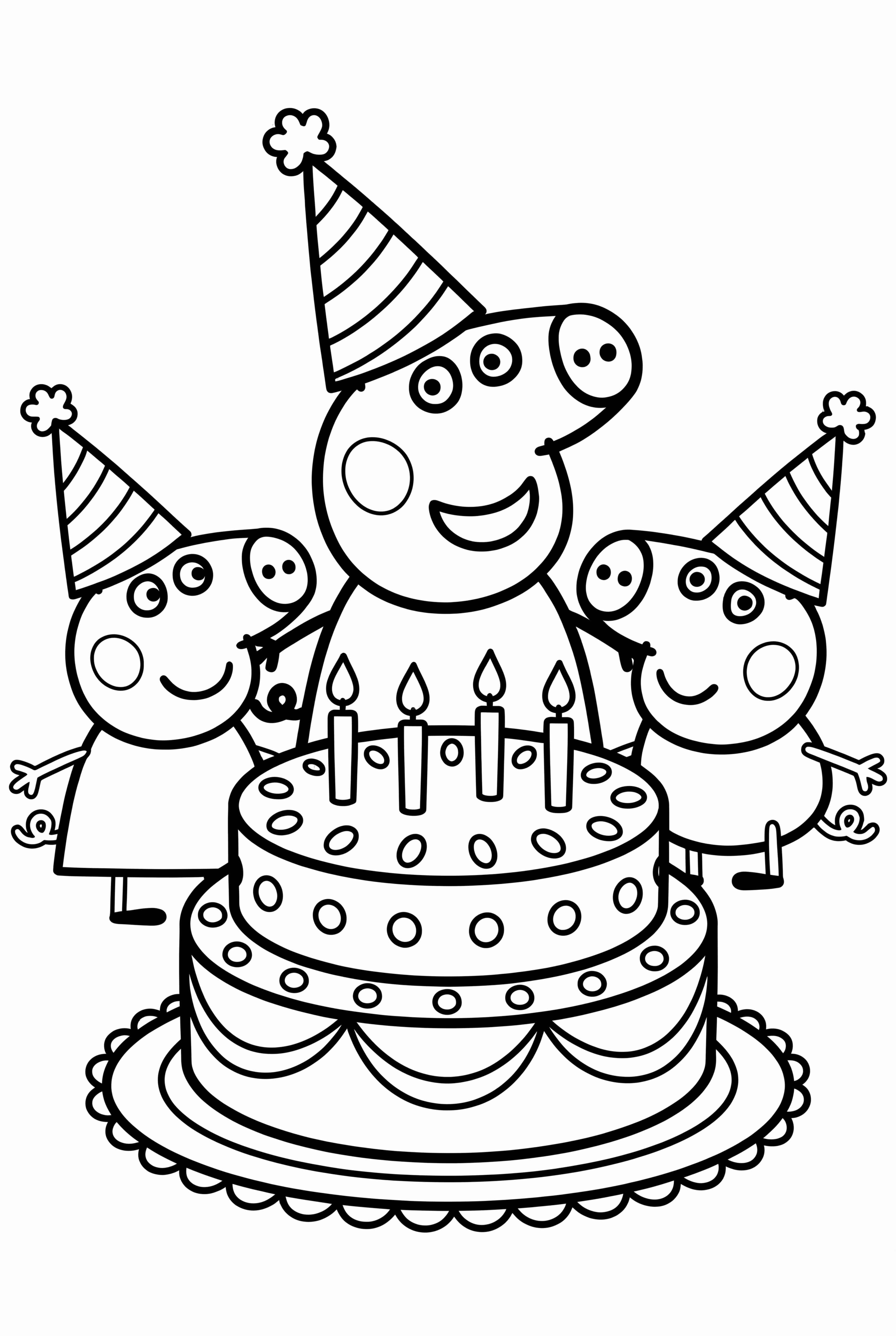 peppa pig celebrating her birthday with friends