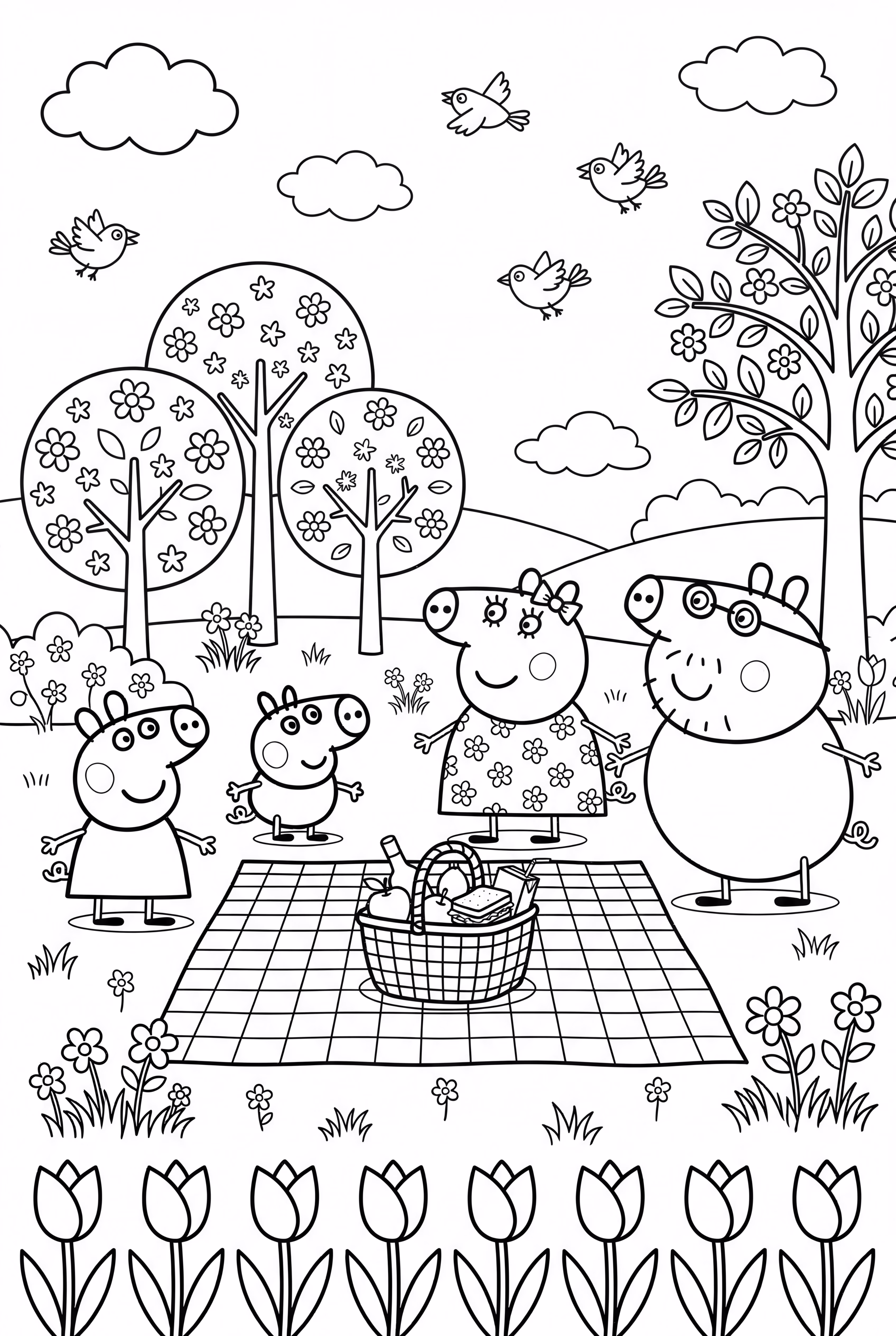 peppa pig family picnic in the park