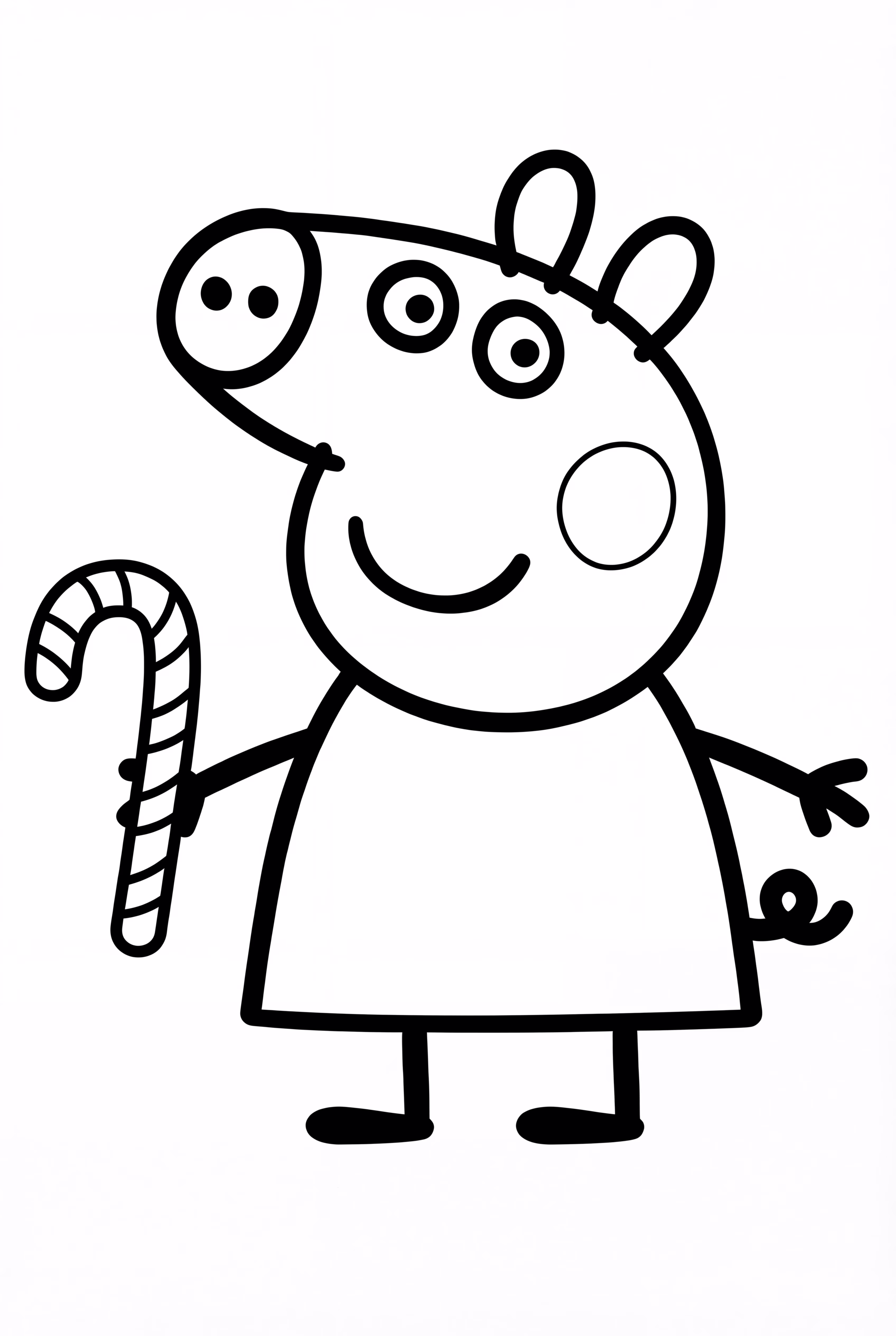 페파 Pig 사탕 지팡이를 들고 있는 모습