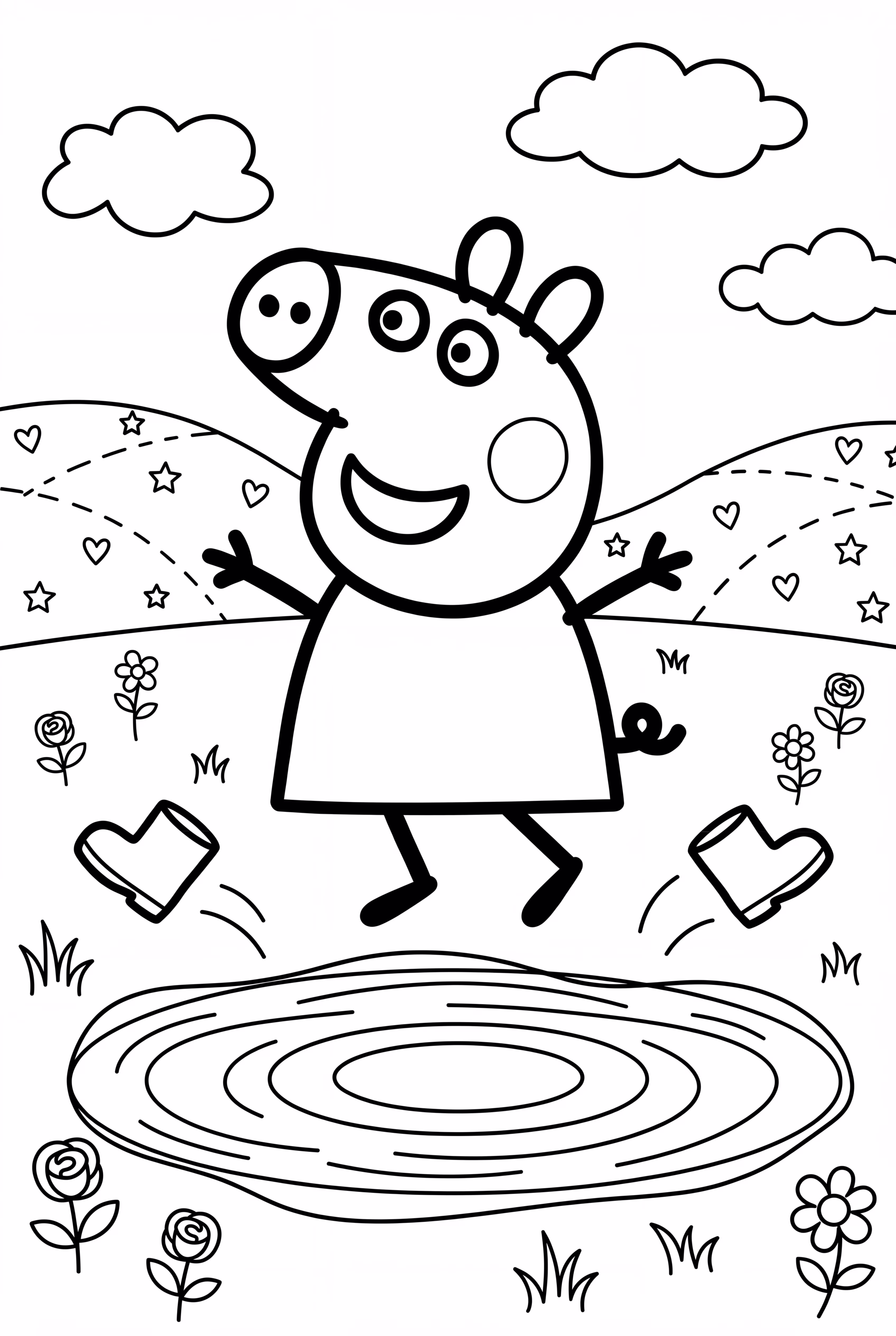 페파 피그가 진흙 웅덩이에서 점프하는 모습-2