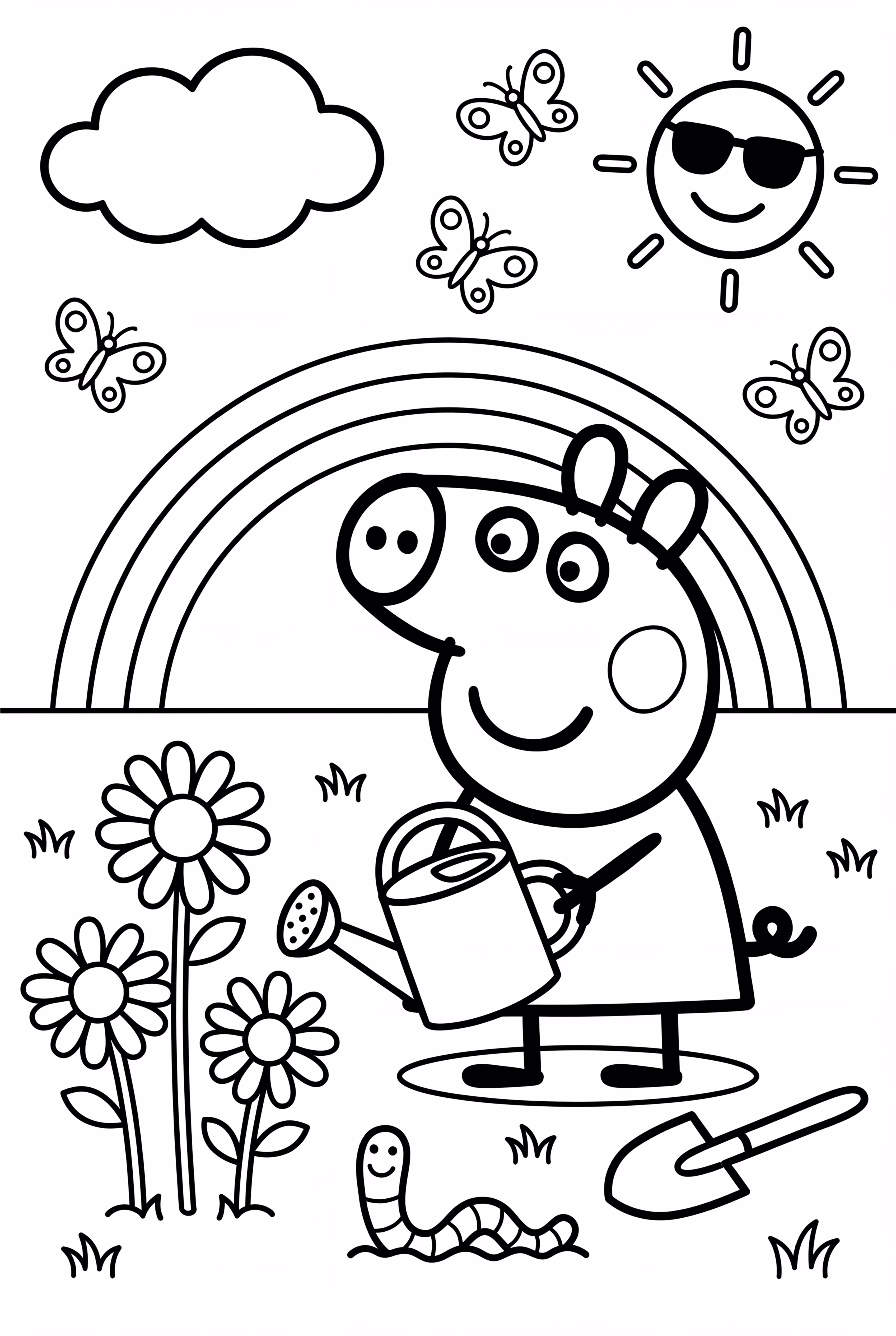 페파 pigs 꽃 심기