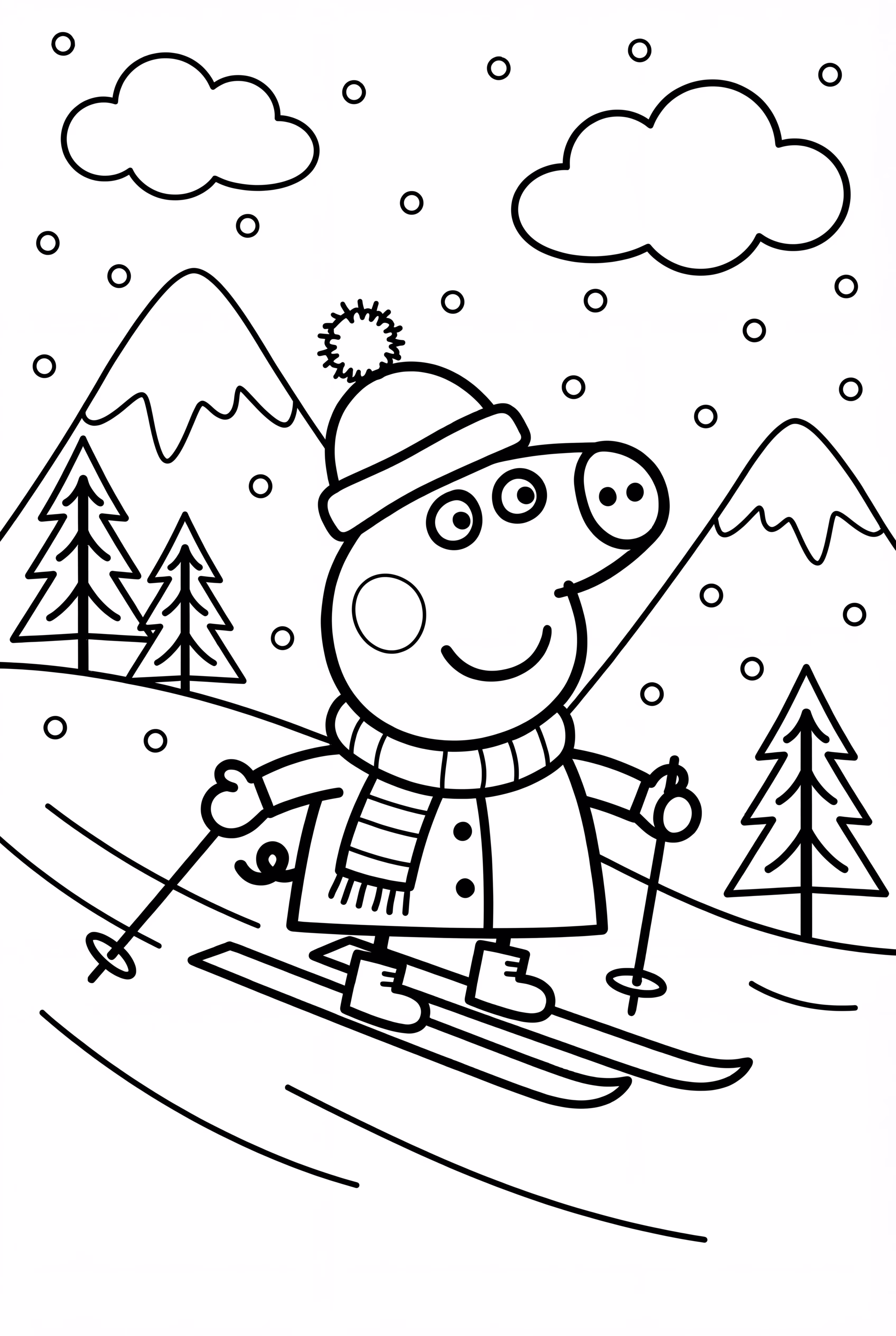 페파 Pig 스키를 타고 내리기