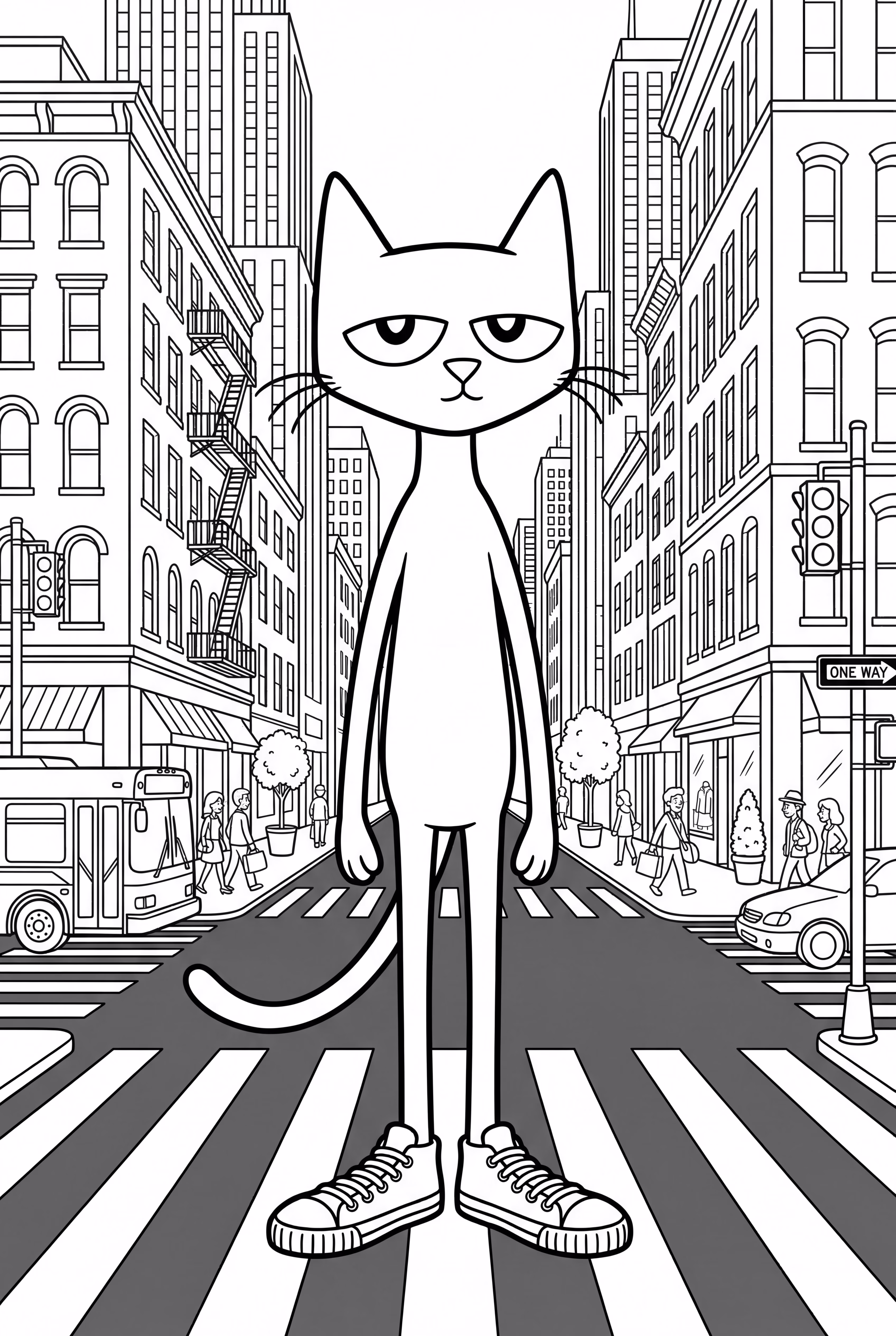 Pete The Cat At A Busy City Intersection