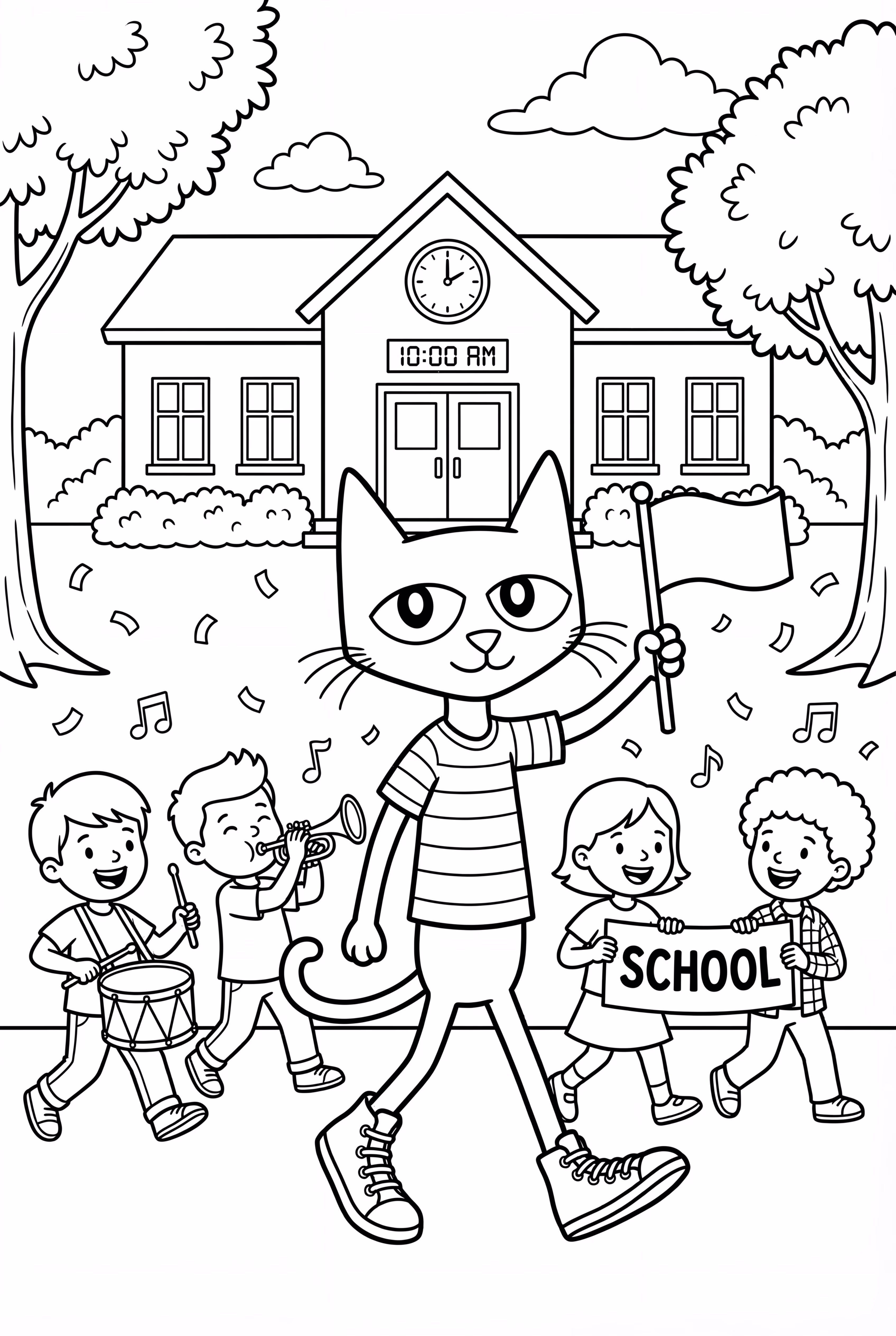 Pete The Cat Leading A School Parade