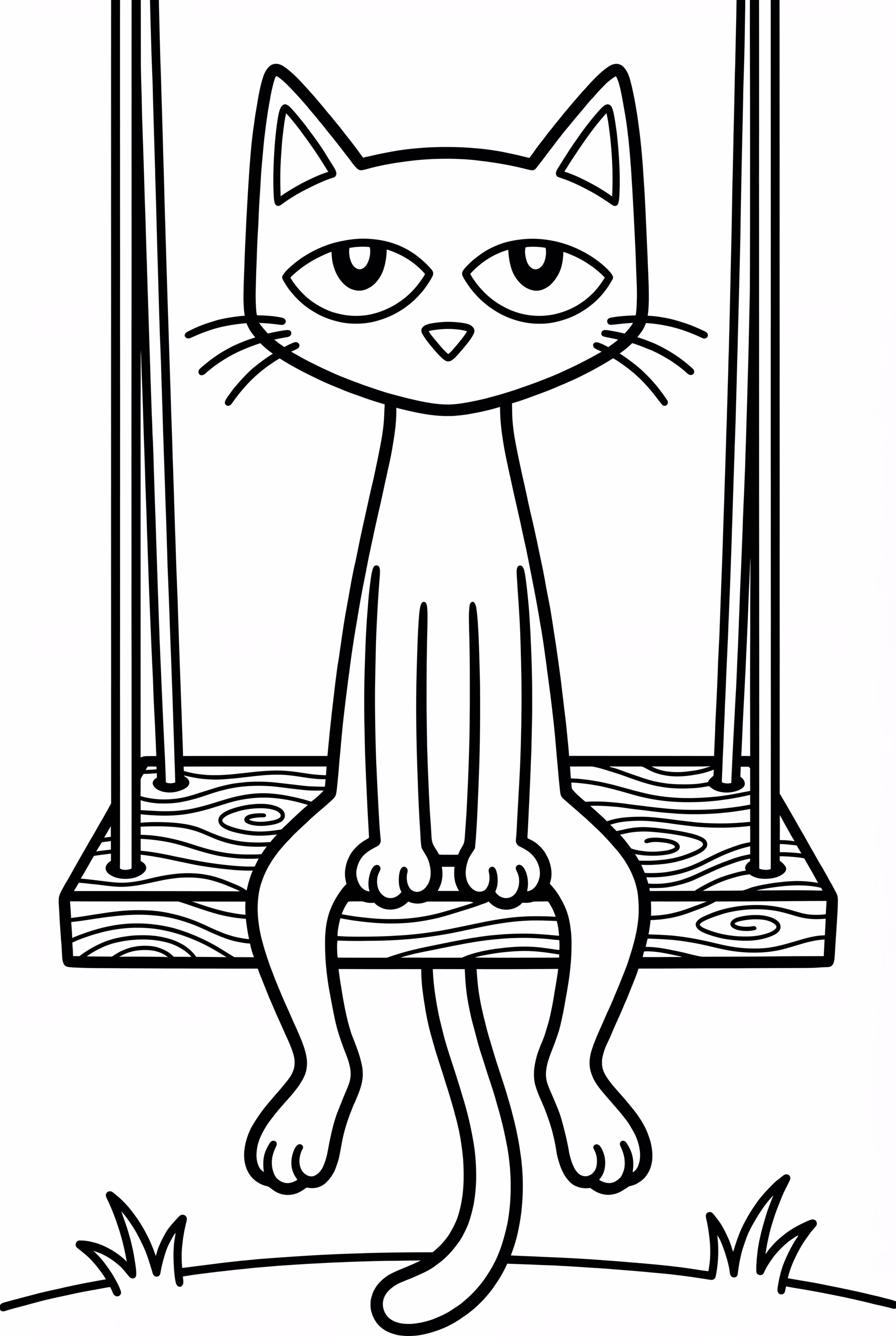 Pete die Katze sitzt auf einer Schaukel