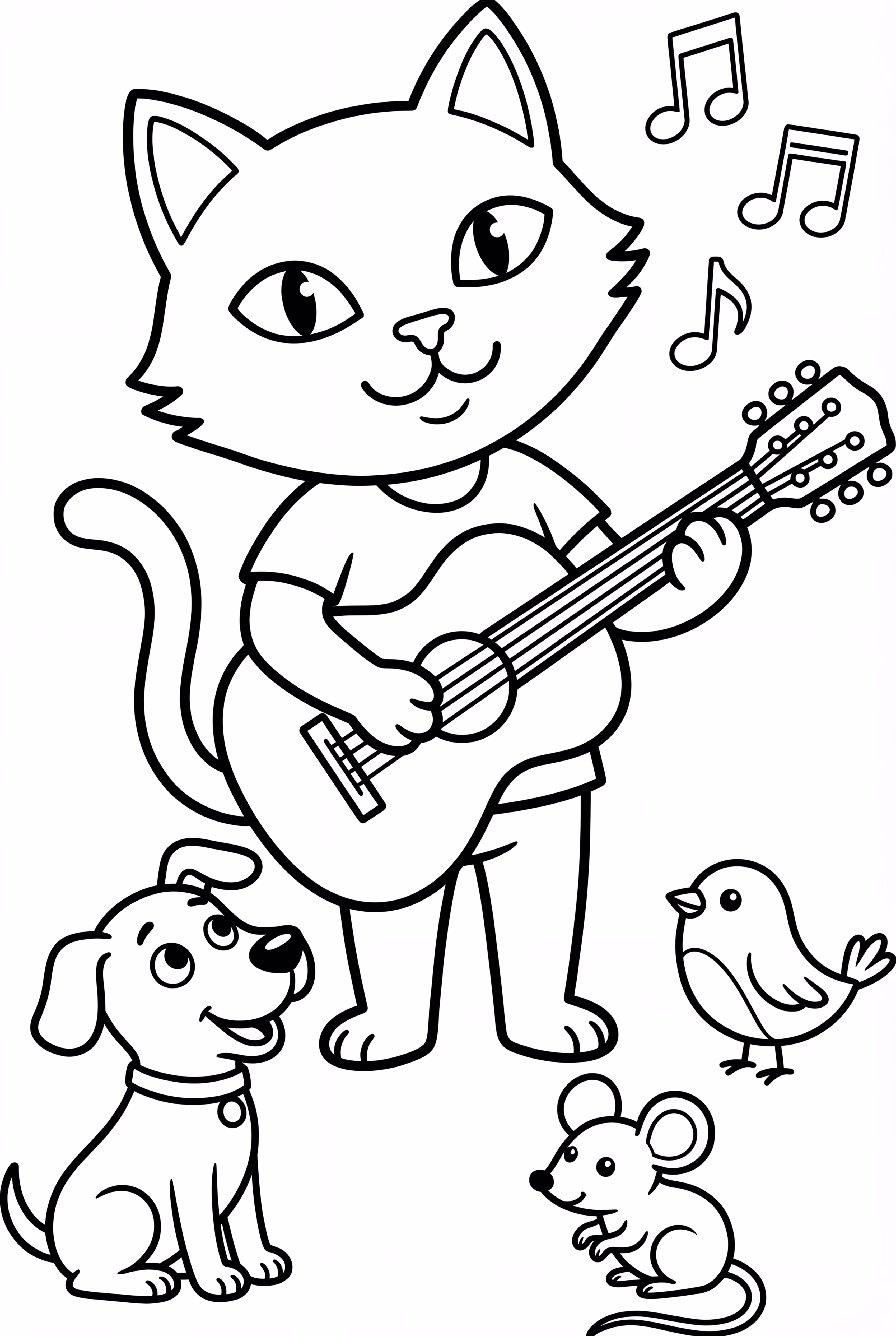 Pete der Kater spielt Gitarre für Freunde