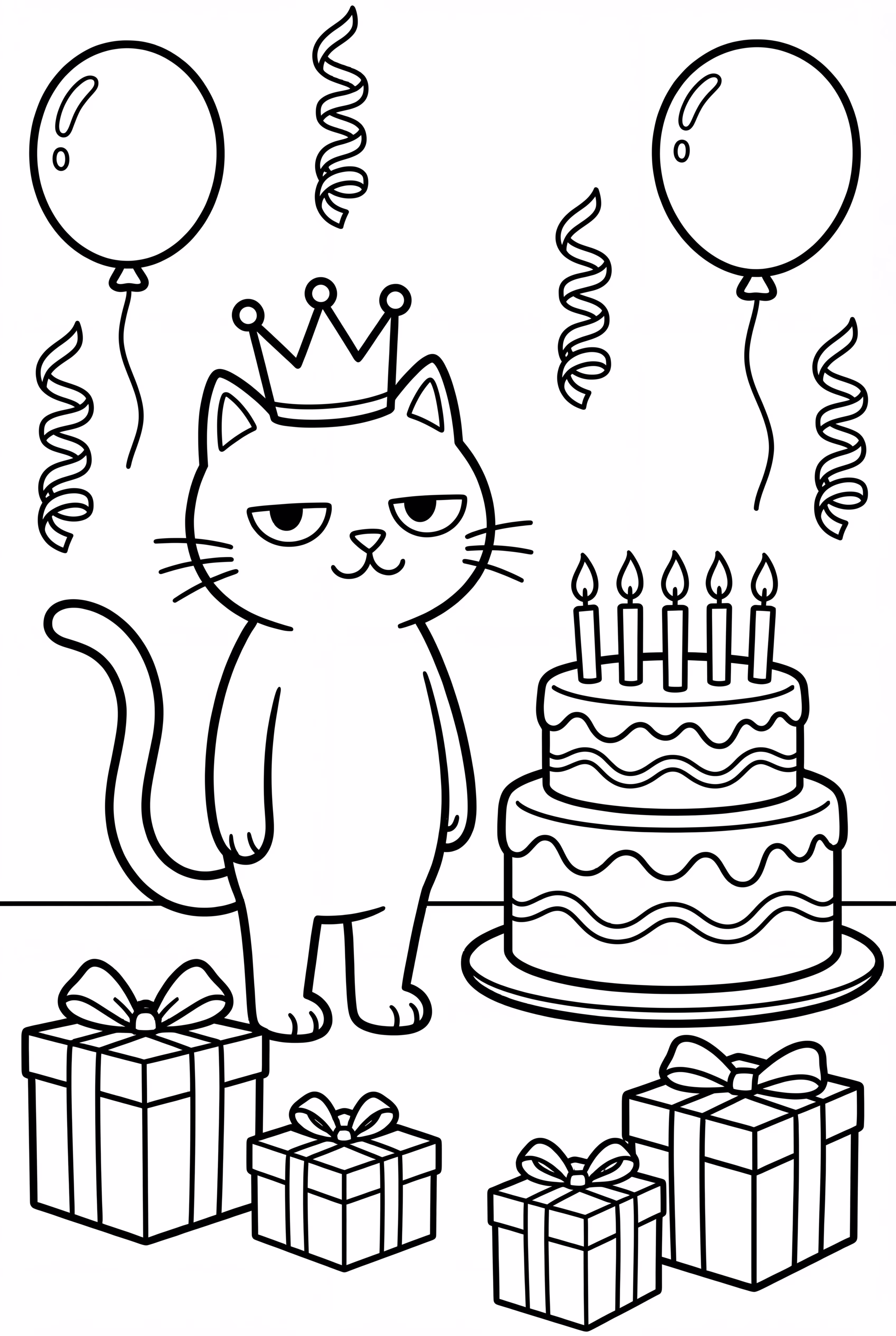 Pete The Cat With A Birthday Cake And Presents