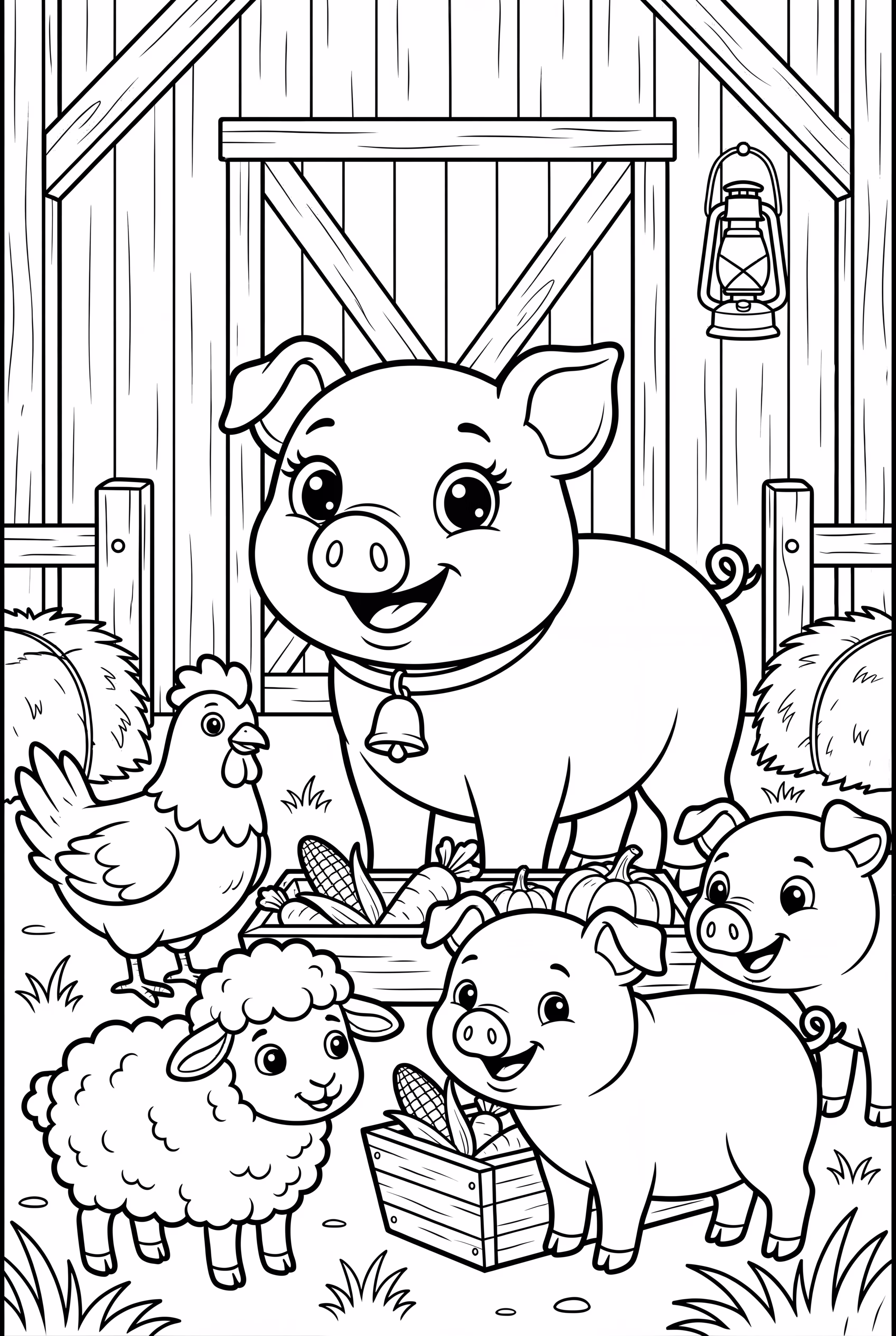 Schwein auf einem Bauernhof mit Bauernhoftieren -2