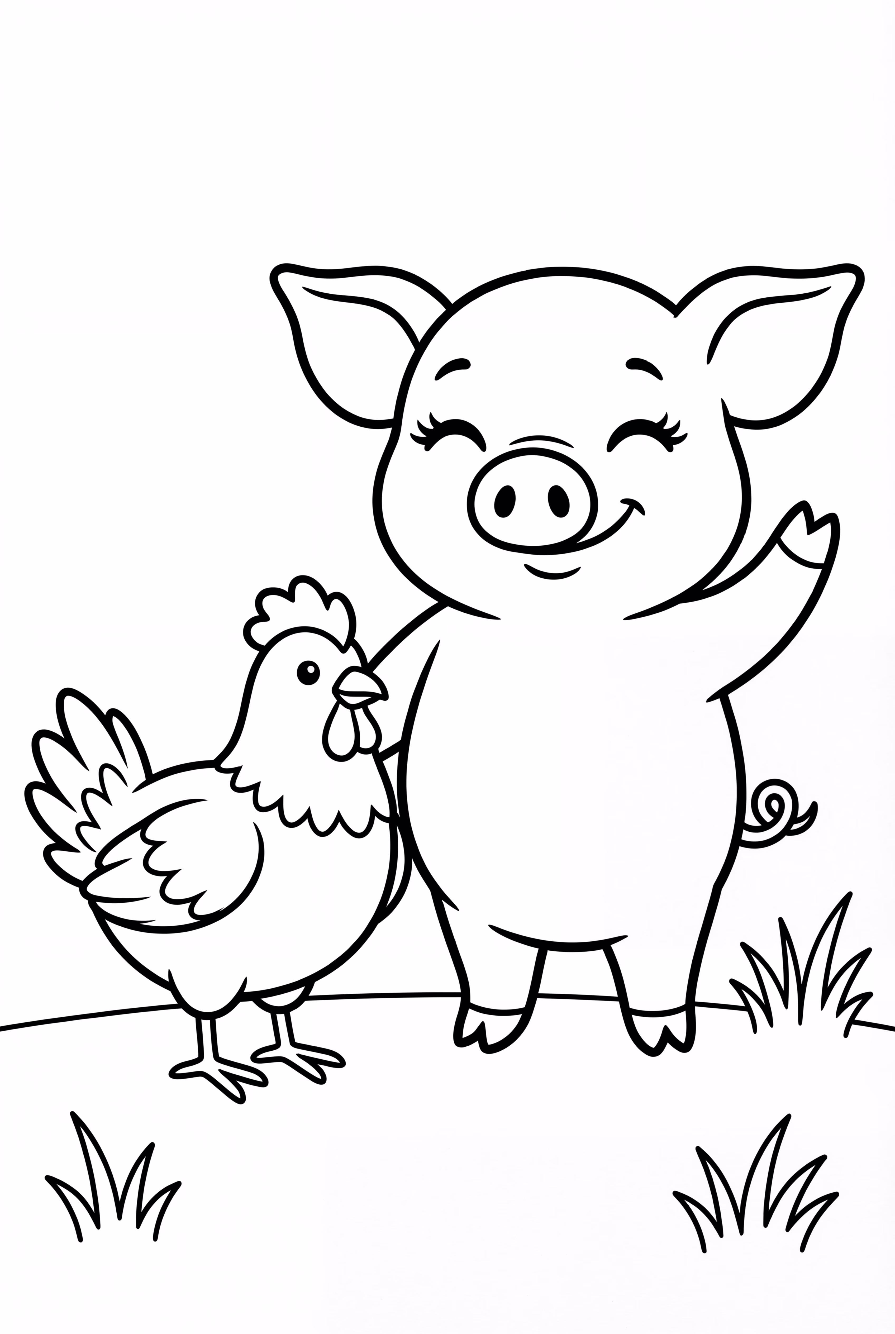 Pig on a Farm with Barn Animals