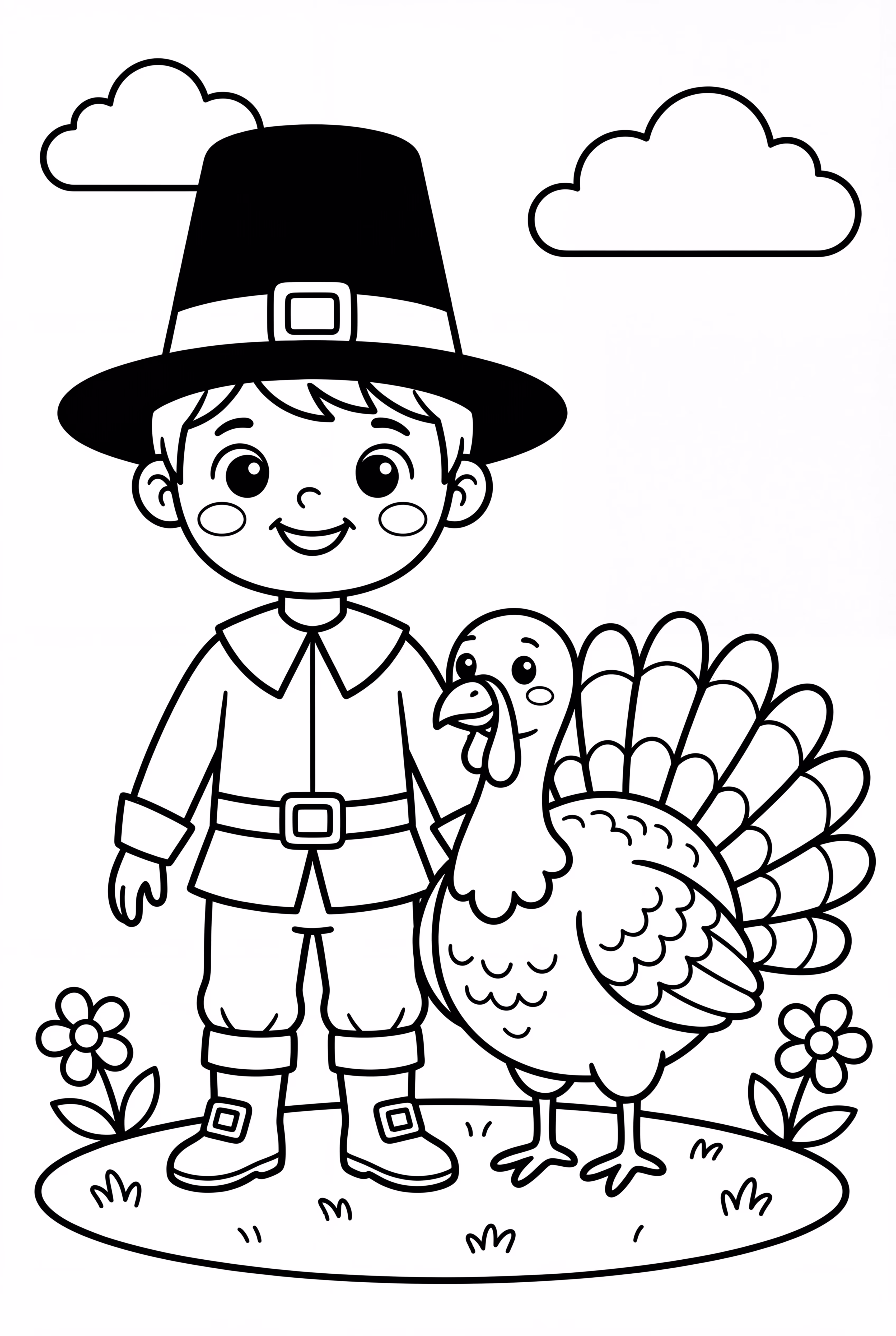 Pilgrim And A Friendly Turkey