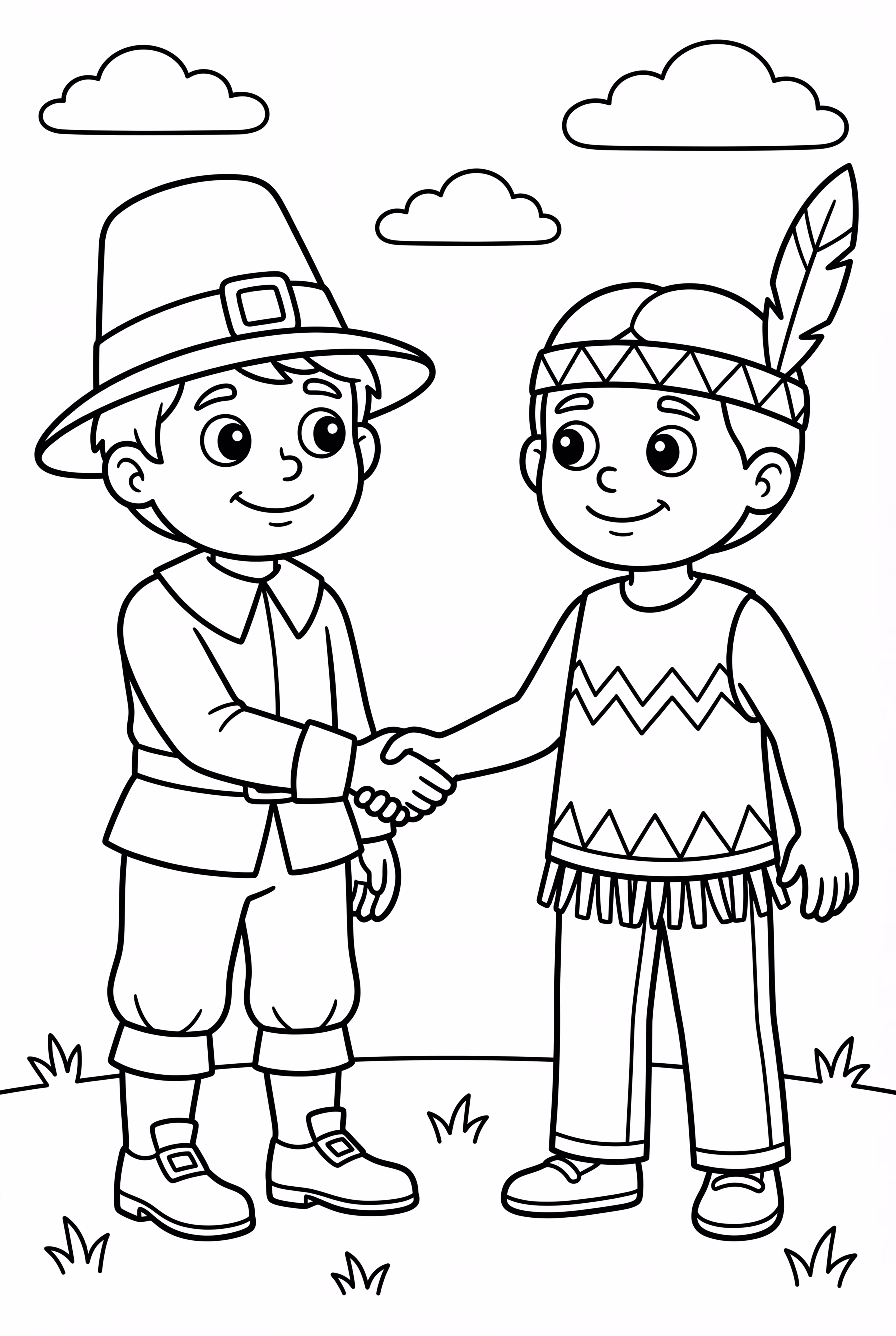 清教徒与美洲原住民握手