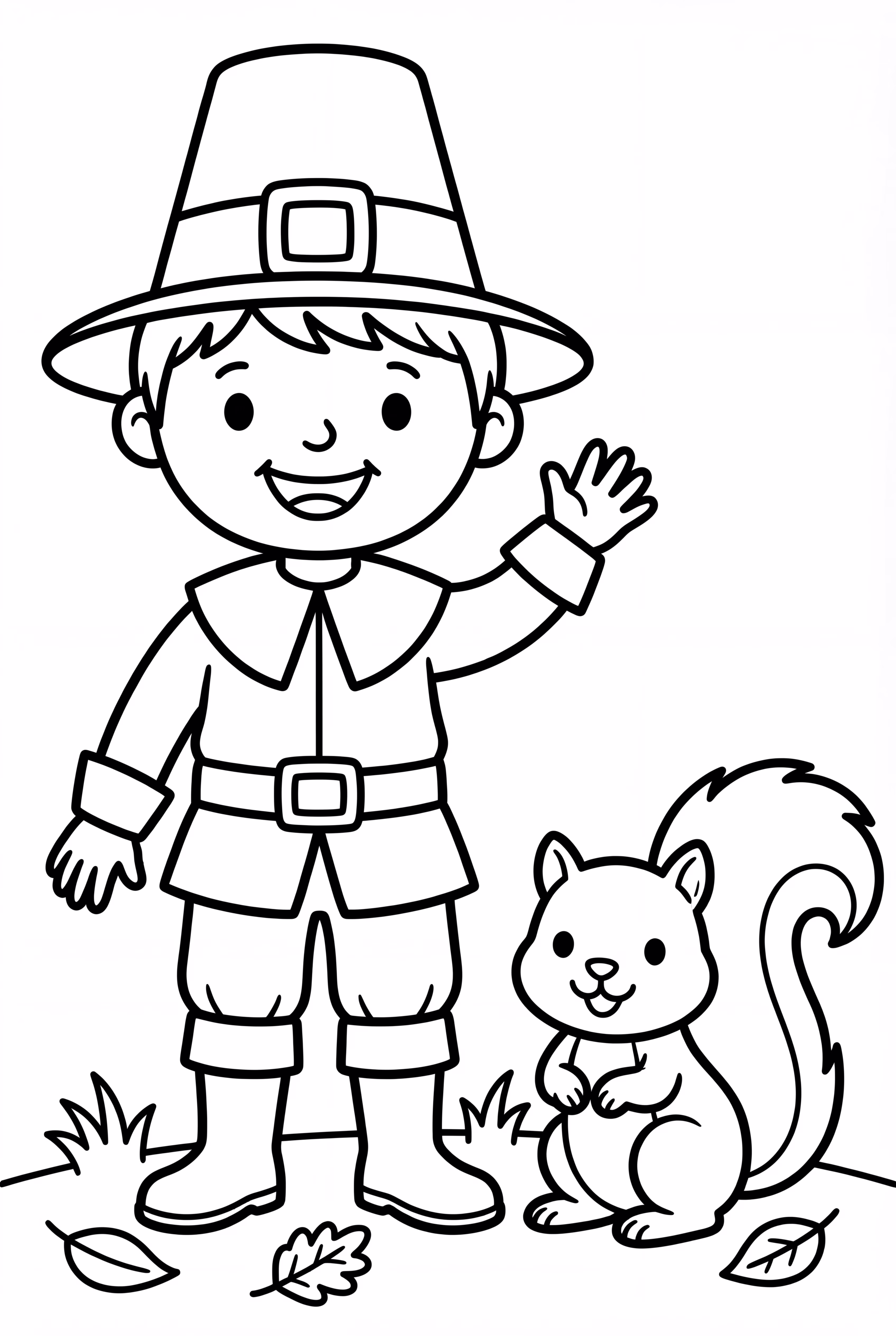 Pilgrim Boy With A Pet Squirrel