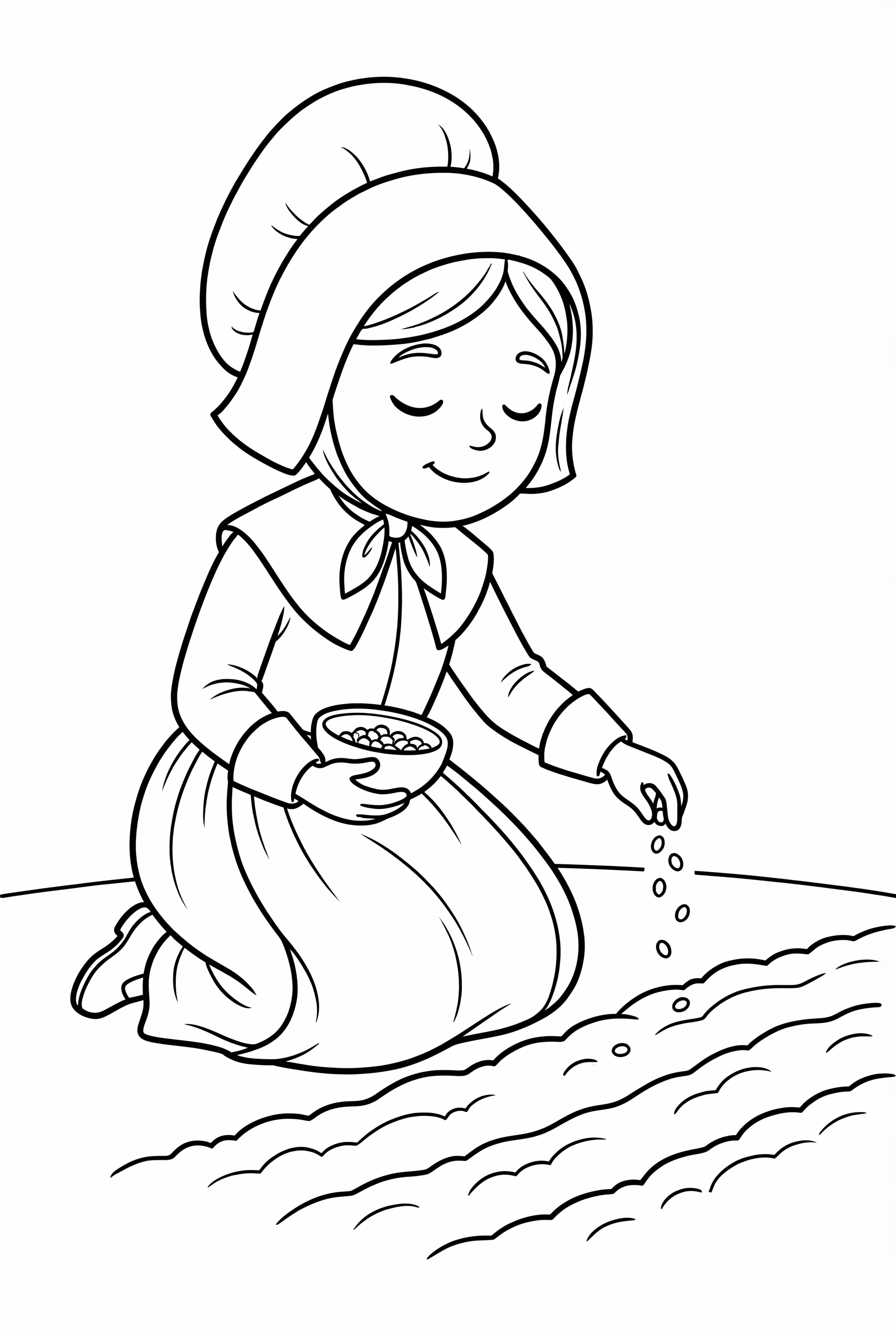 Pilgrim Girl Planting Seeds