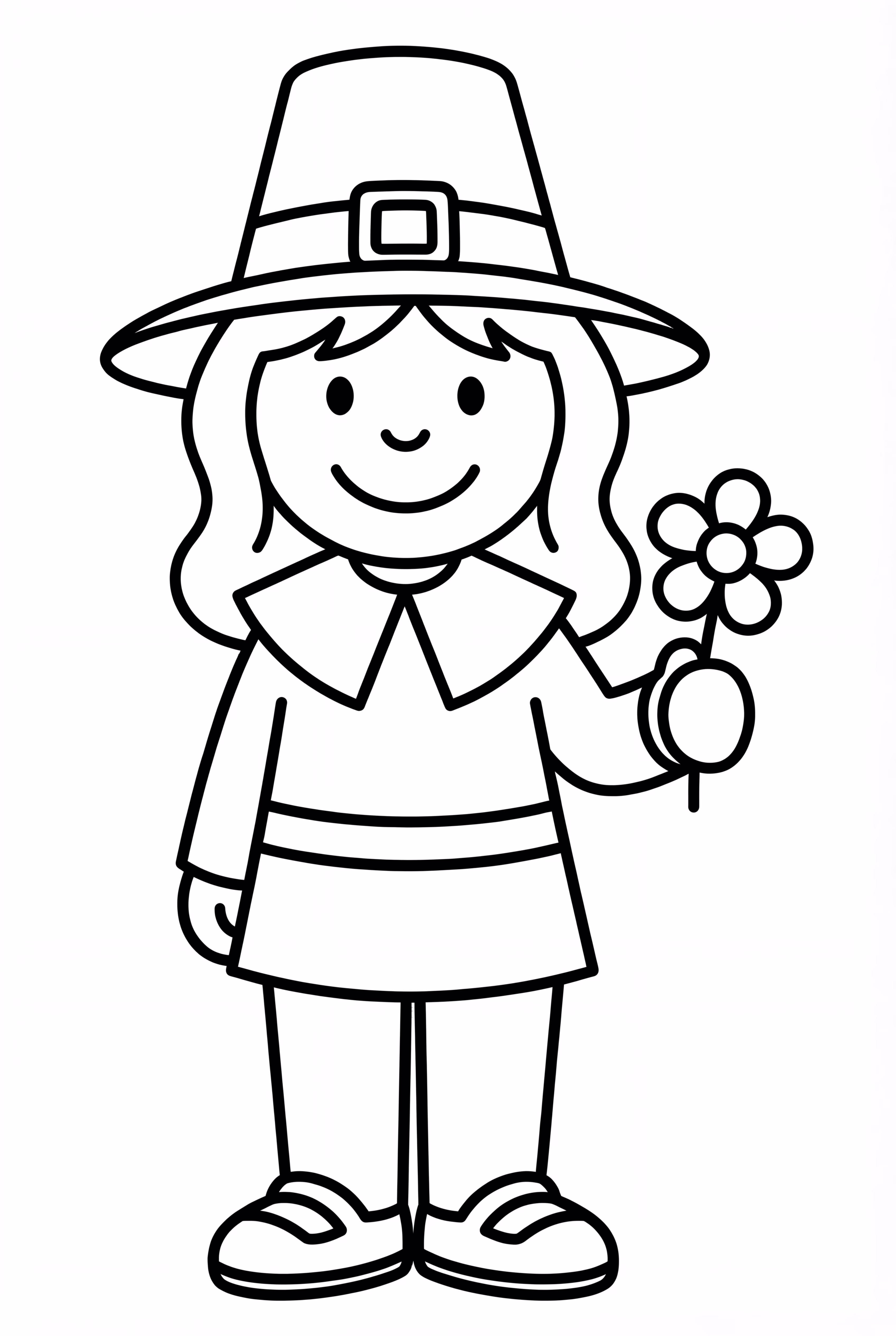 Pilgrim Holding A Single Flower