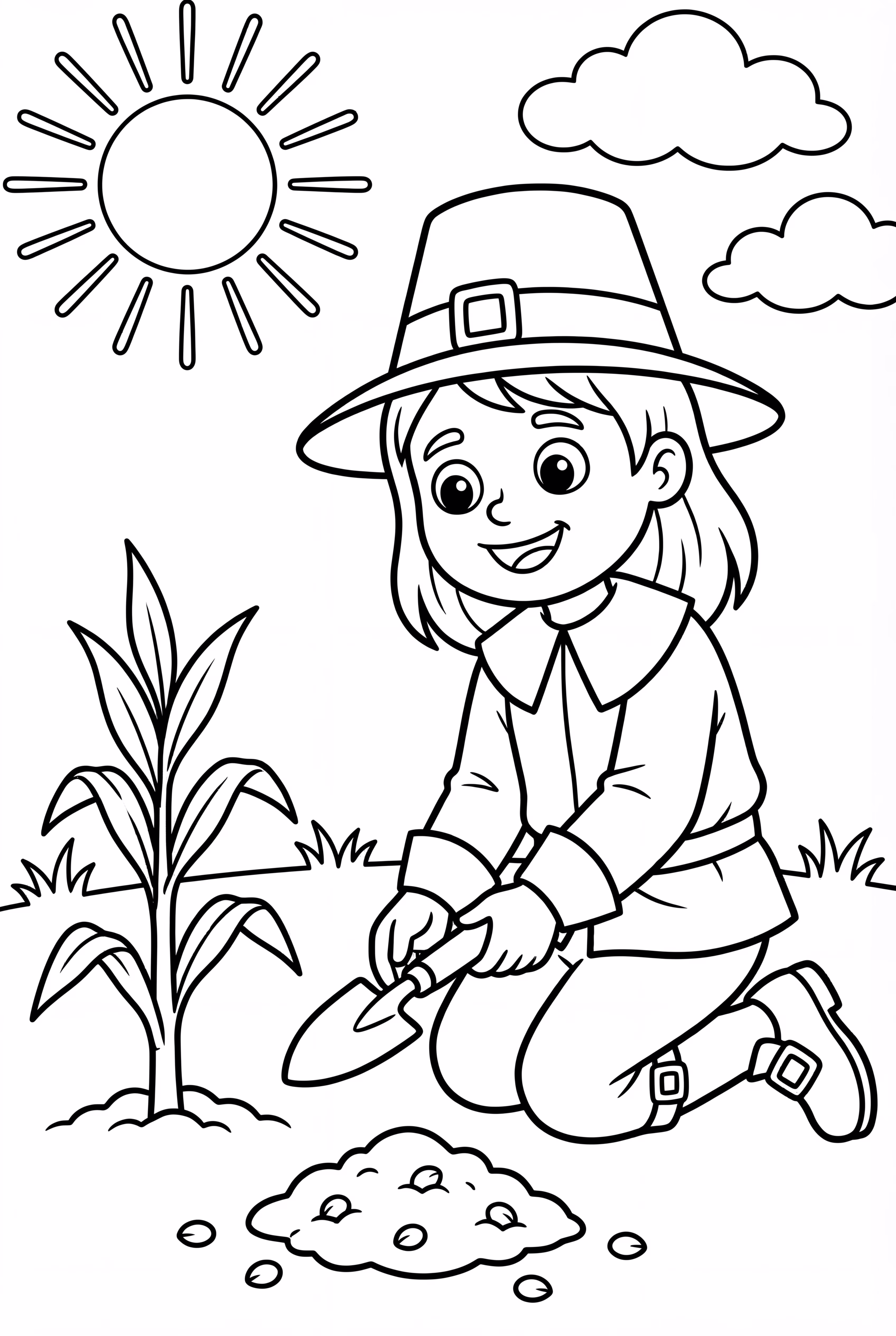 필그림이 옥수수 심기 배우기