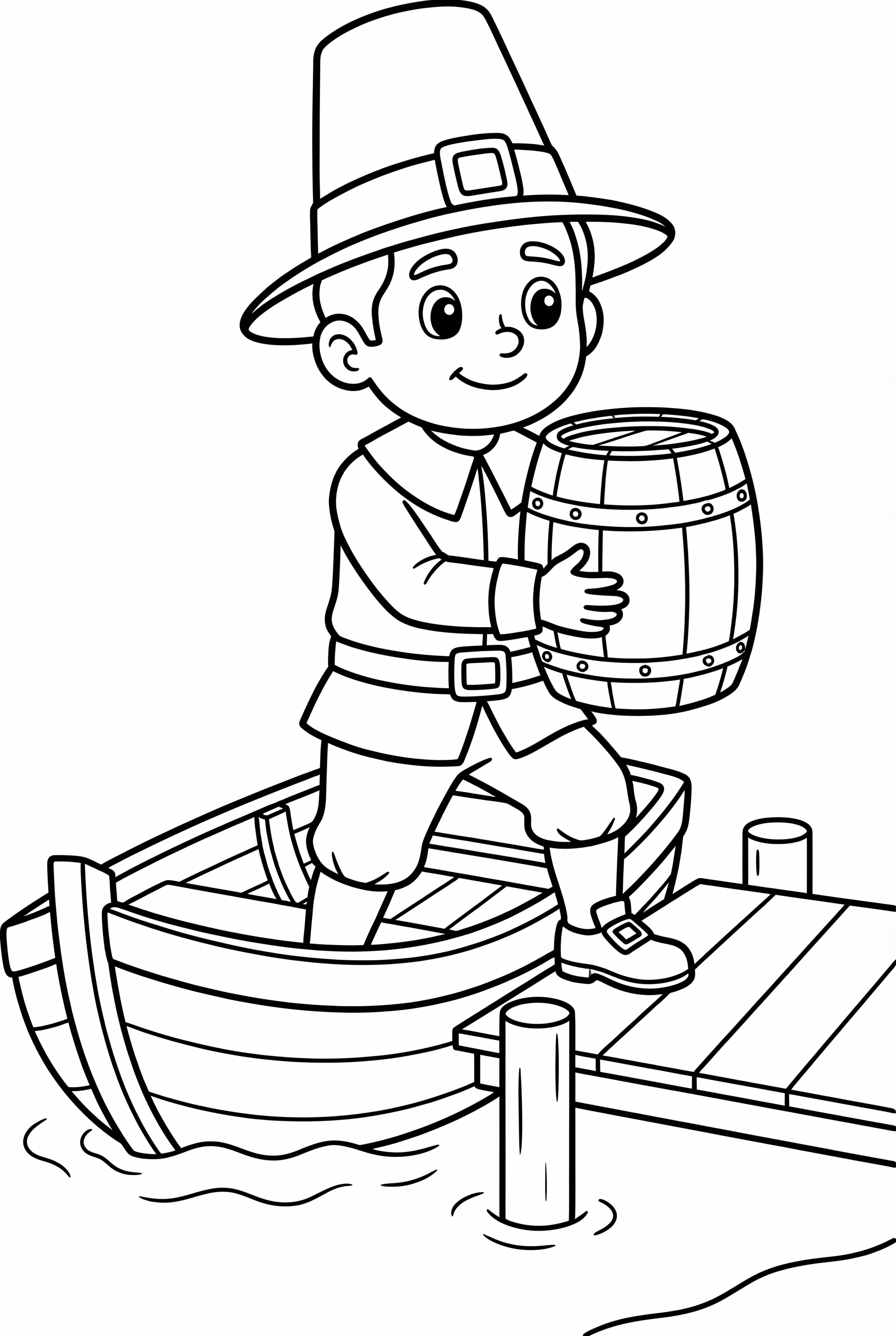 朝圣者从船上卸货