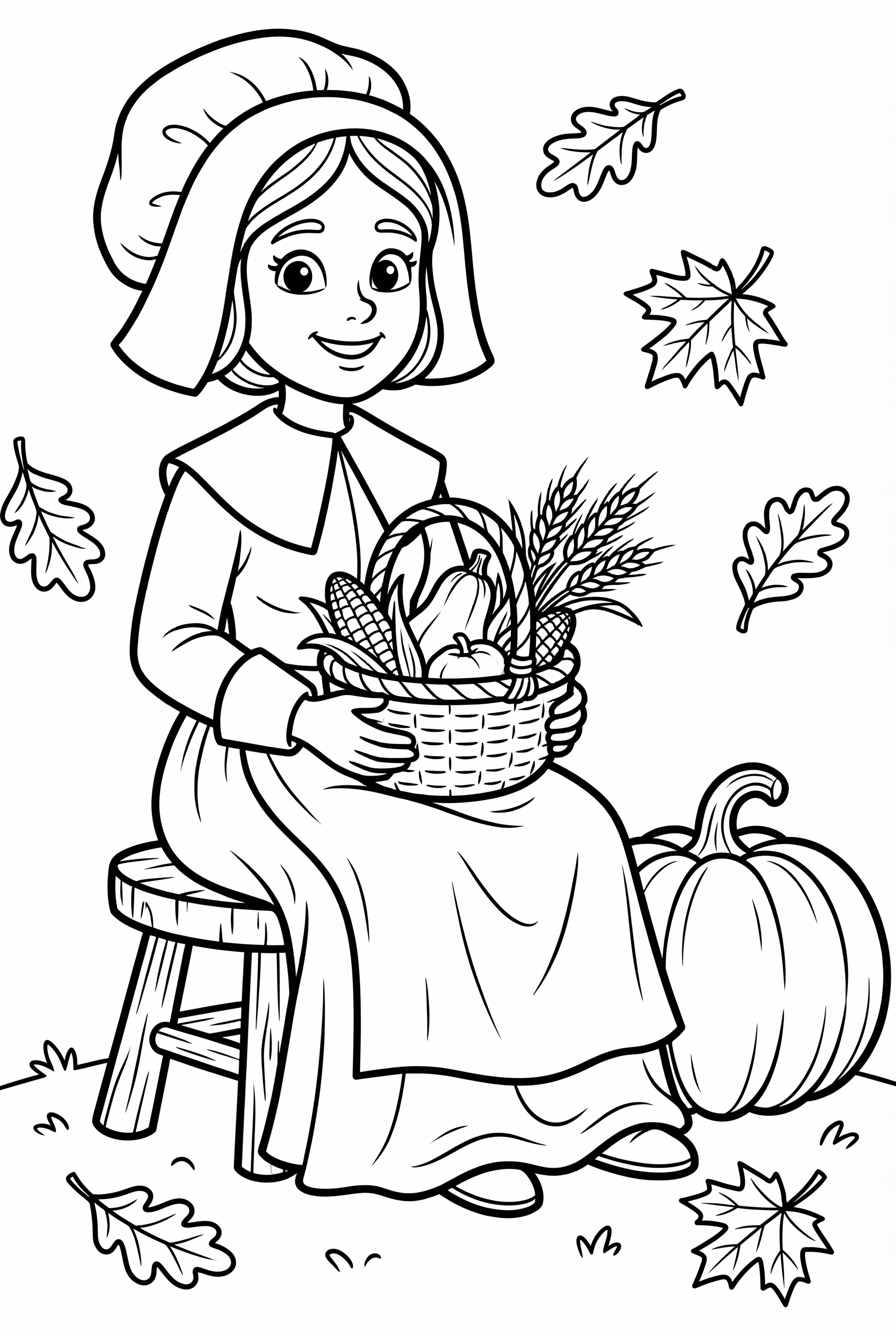 Pilgrim Woman Weaving A Basket