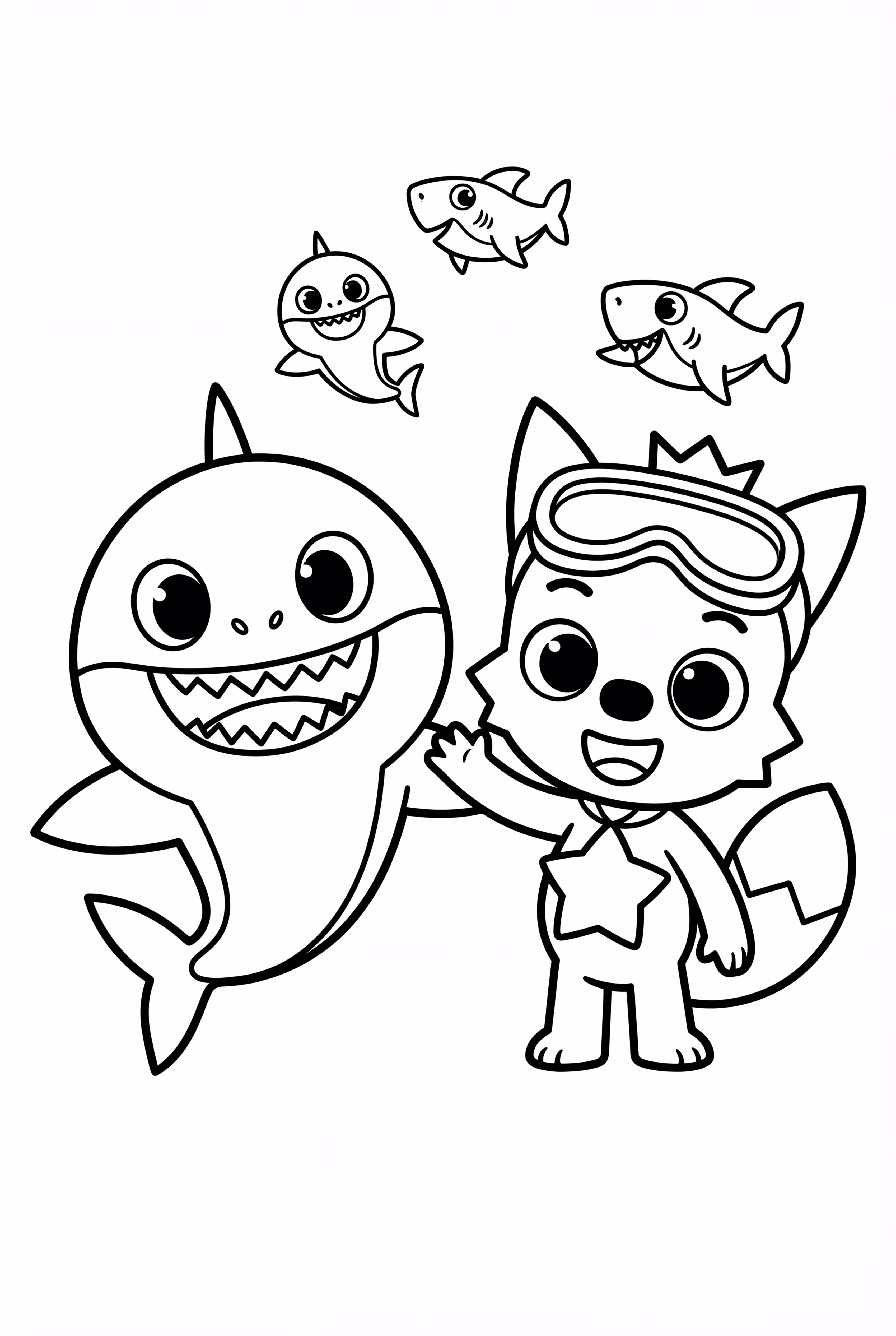 Pinkfong Baby Shark With Daddy Shark Wallpaper