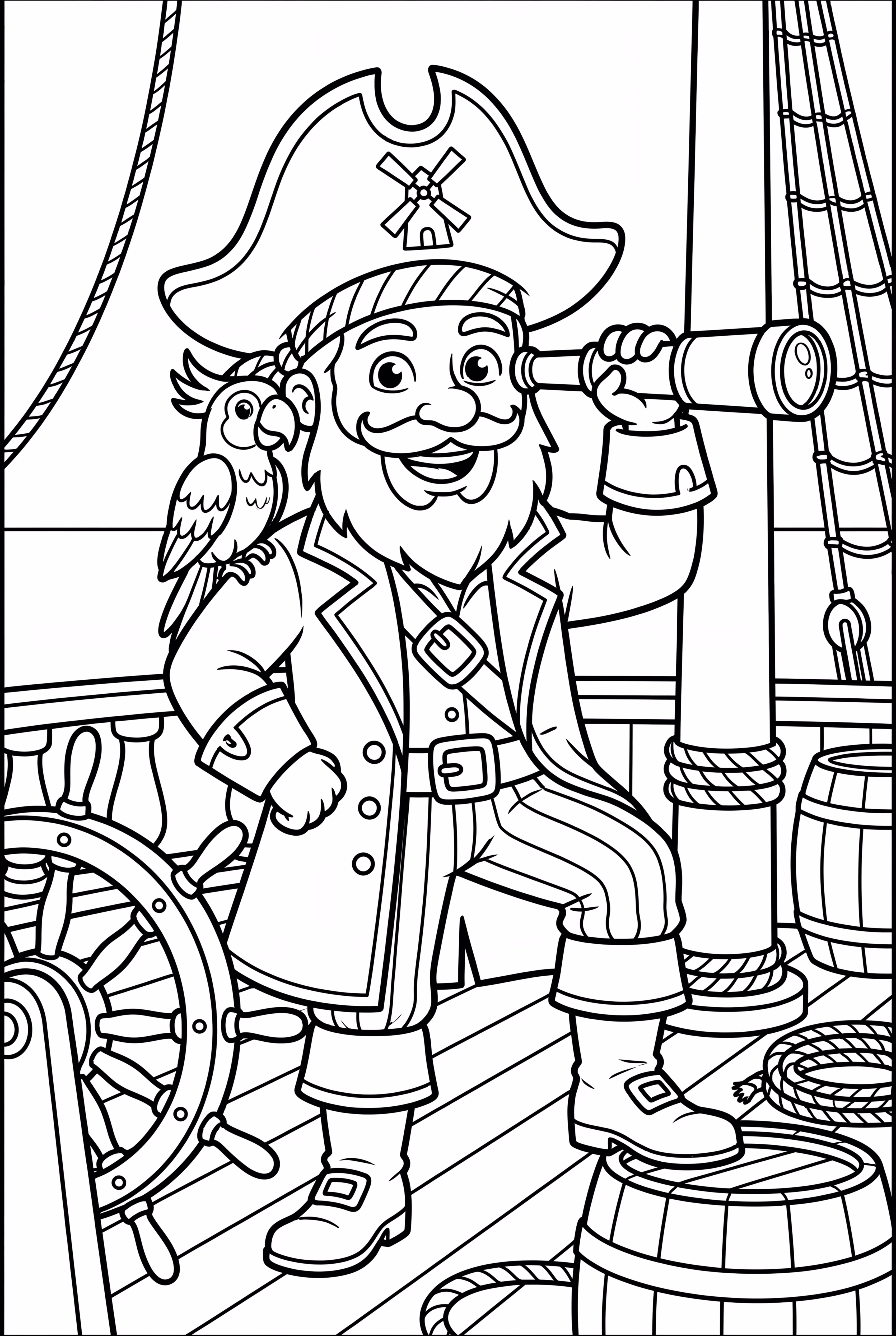Pirate Captain with Telescope and Map-2